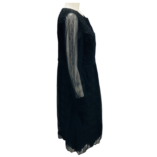 Valentino Black Embroidered Lace Cocktail Dress