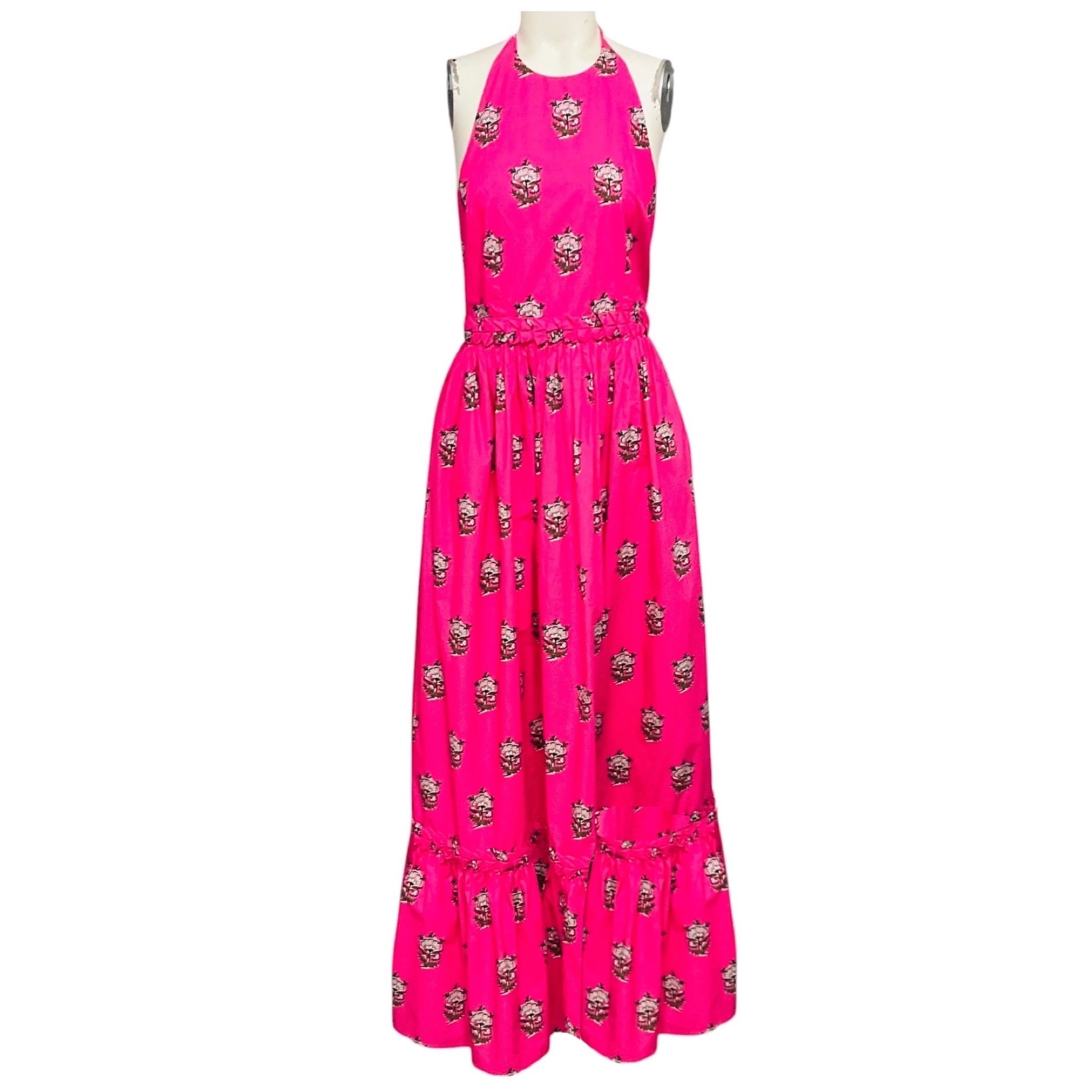 Rhode Pink Printed Cotton Halter Maxi Dress