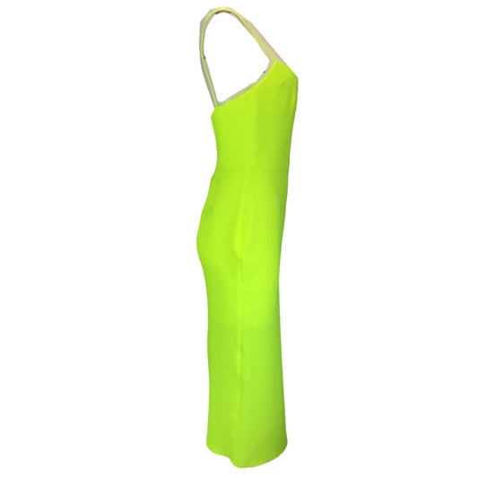 Alex Perry Neon Yellow Zane Stretch Crepe Singlet Dress