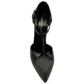 Load image into Gallery viewer, Saint Laurent Black Snake T Strap Pumps with Silver Studs
