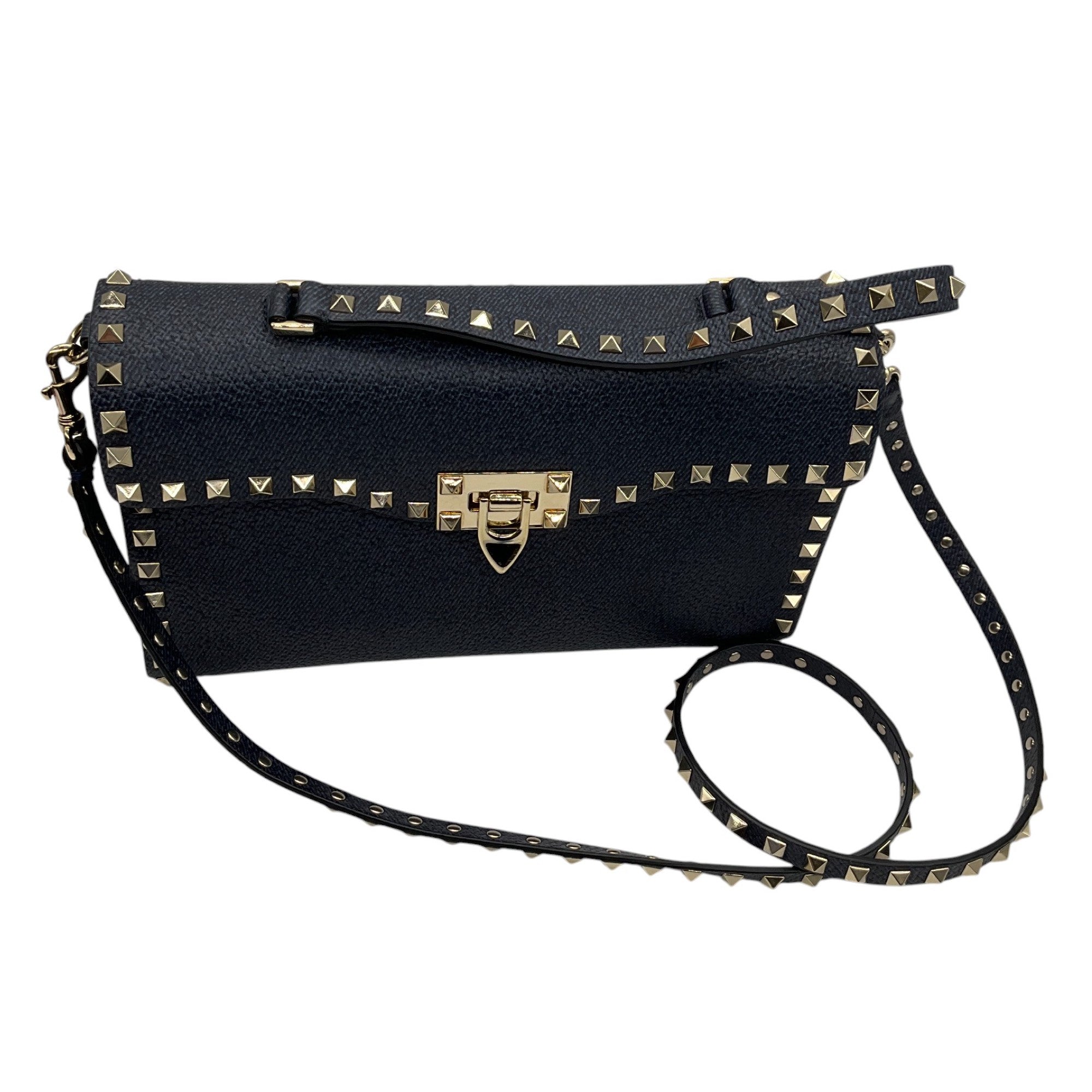 Valentino Blue Leather Top Handle Rockstud Handbag