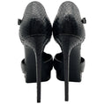 Load image into Gallery viewer, Saint Laurent Black Snake T Strap Pumps with Silver Studs
