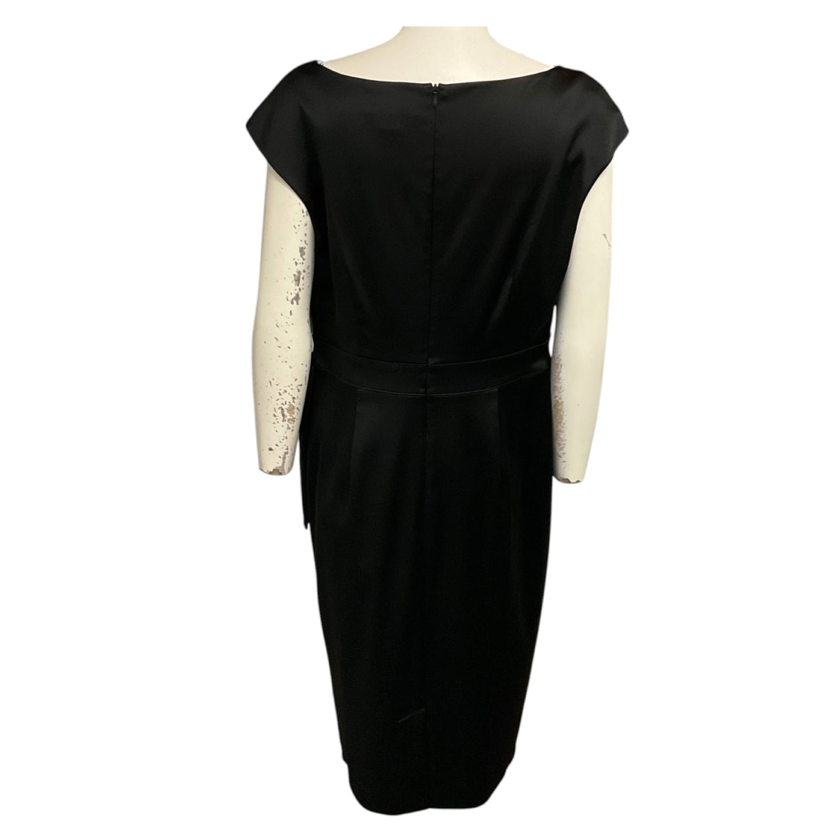 St. John Black Satin Midi Cocktail Dress