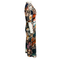 Load image into Gallery viewer, Raquel Allegra Multicolor Floral Printed Short Sleeved V-Neck Textured Silk Satin Midi Dress

