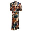 Load image into Gallery viewer, Raquel Allegra Multicolor Floral Printed Short Sleeved V-Neck Textured Silk Satin Midi Dress
