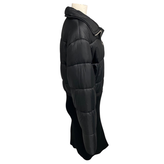 Alaia Black Nylon and Ribbed Knit Zip Front Puffer Coat