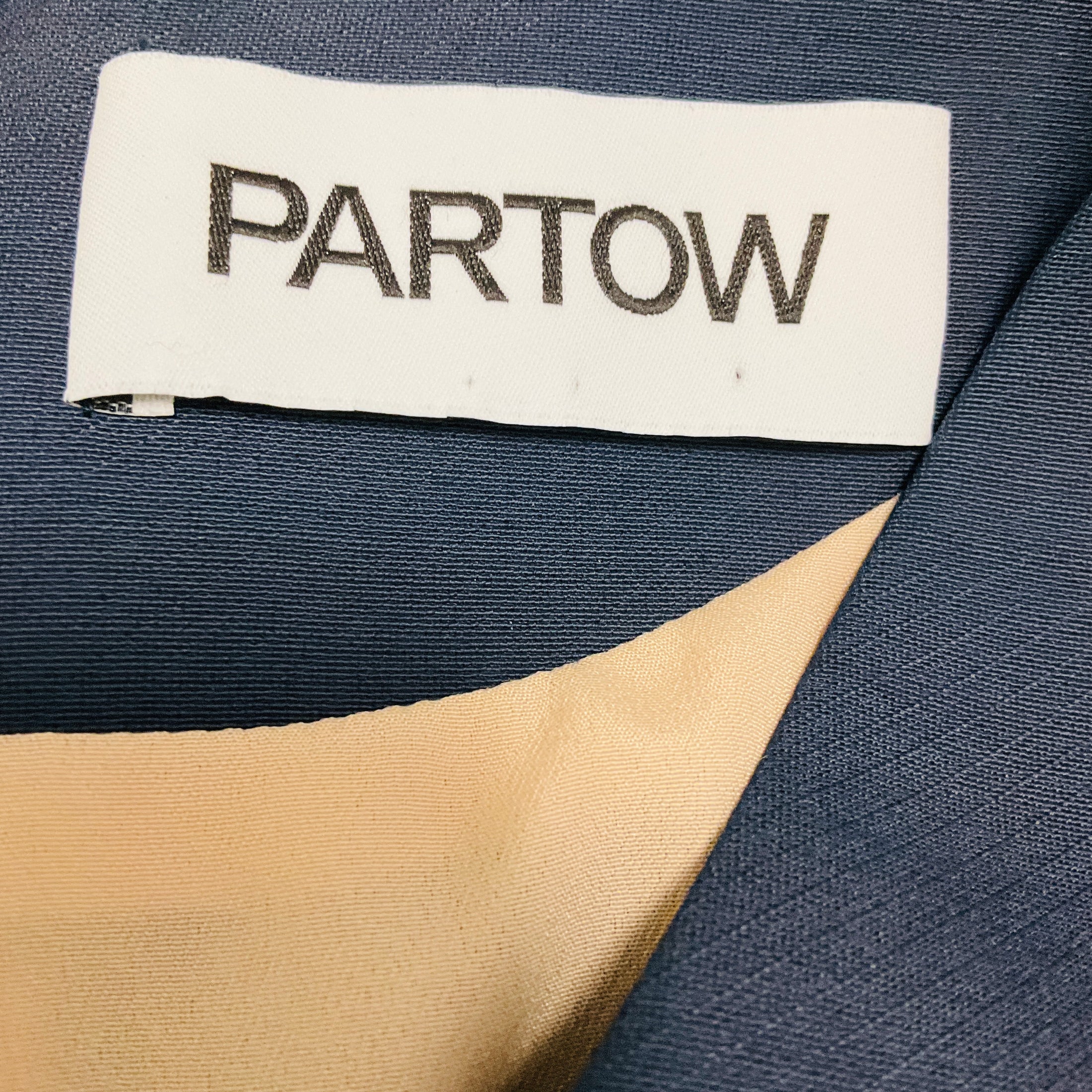 Partow Navy Blue / White Contrast Stitching Short Sleeved V-Neck Midi Dress