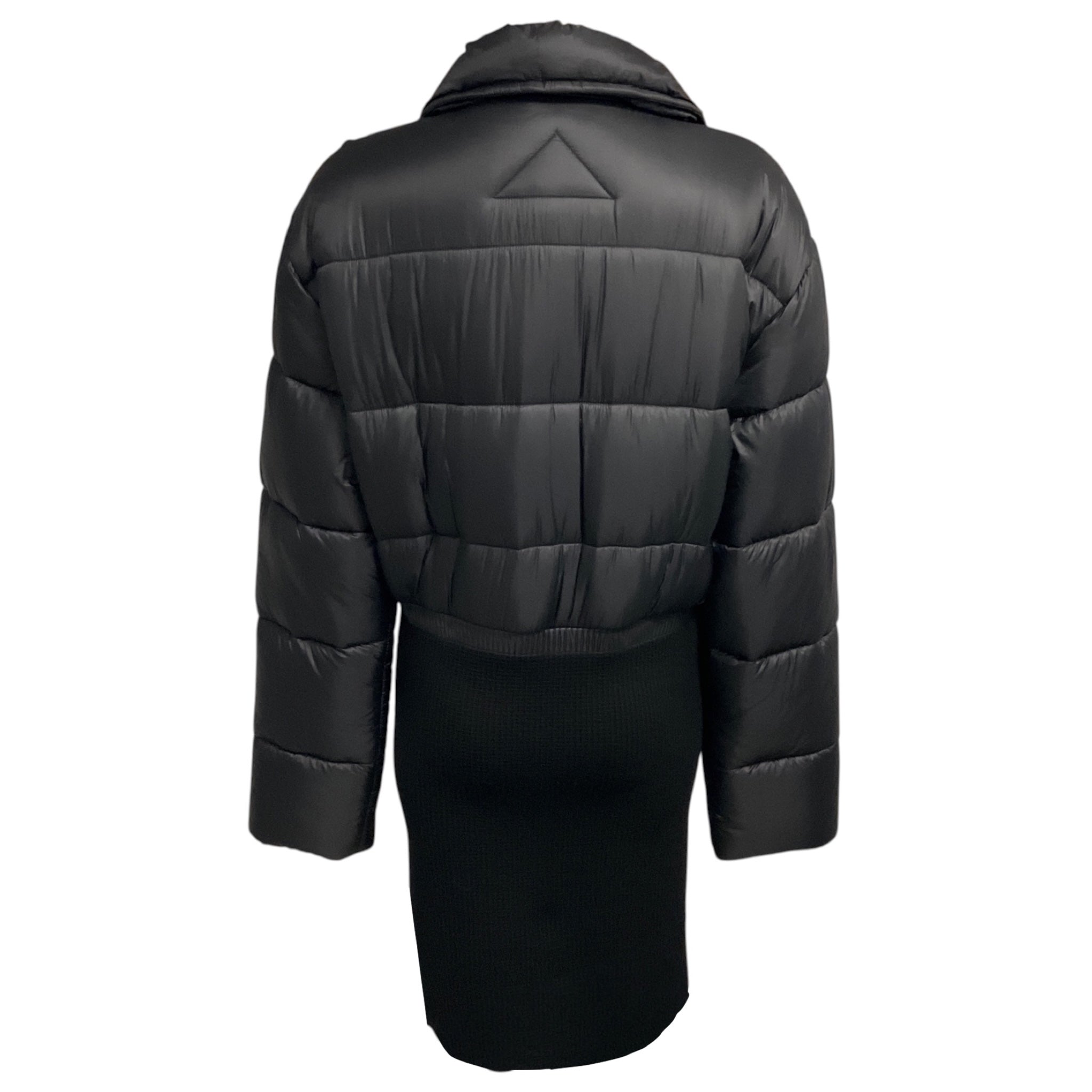 Alaia Black Nylon and Ribbed Knit Zip Front Puffer Coat