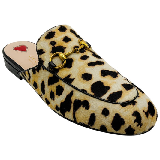Gucci Leopard Print Calf Hair Princetown Mules
