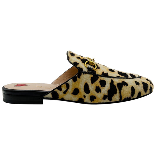 Gucci Leopard Print Calf Hair Princetown Mules