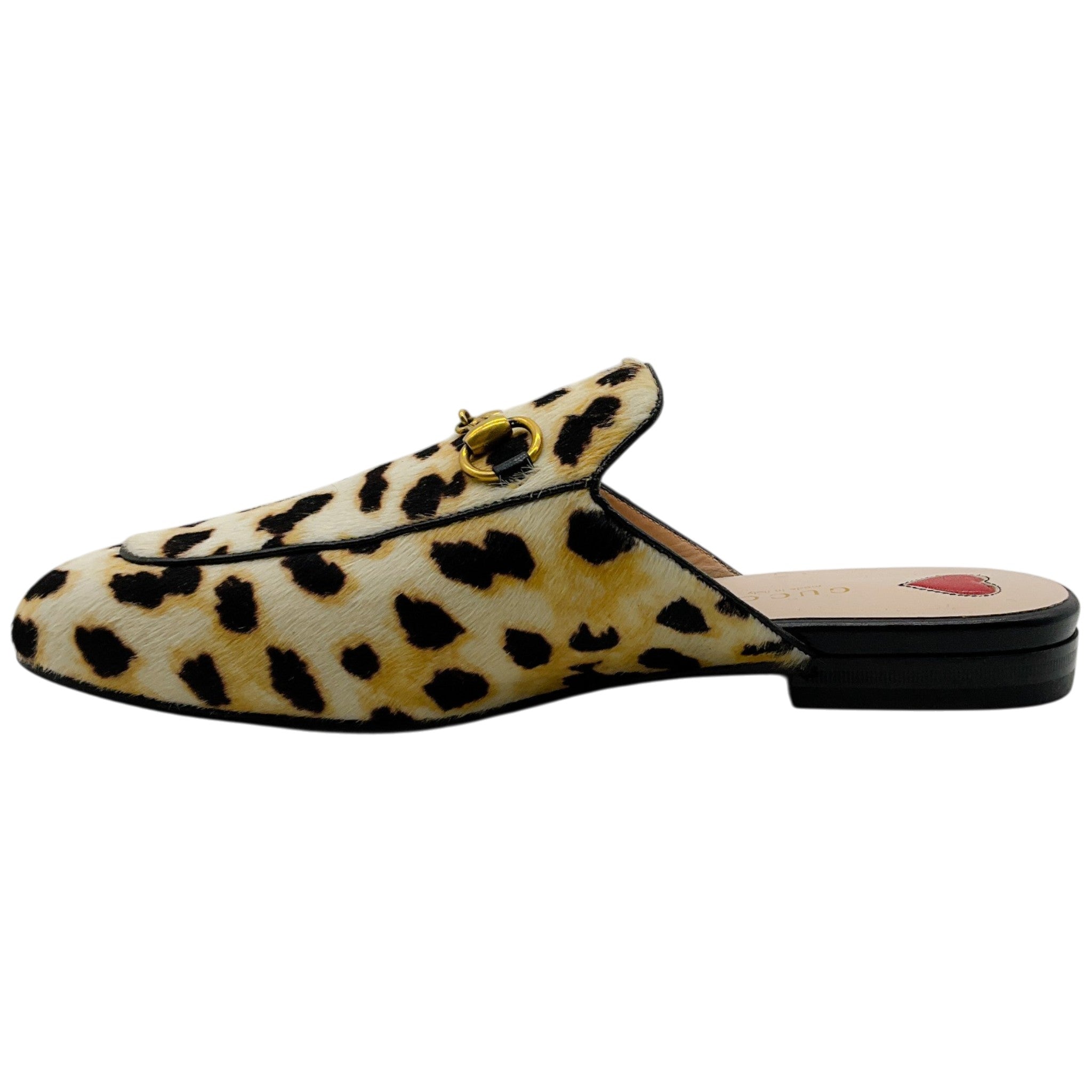 Gucci Leopard Print Calf Hair Princetown Mules