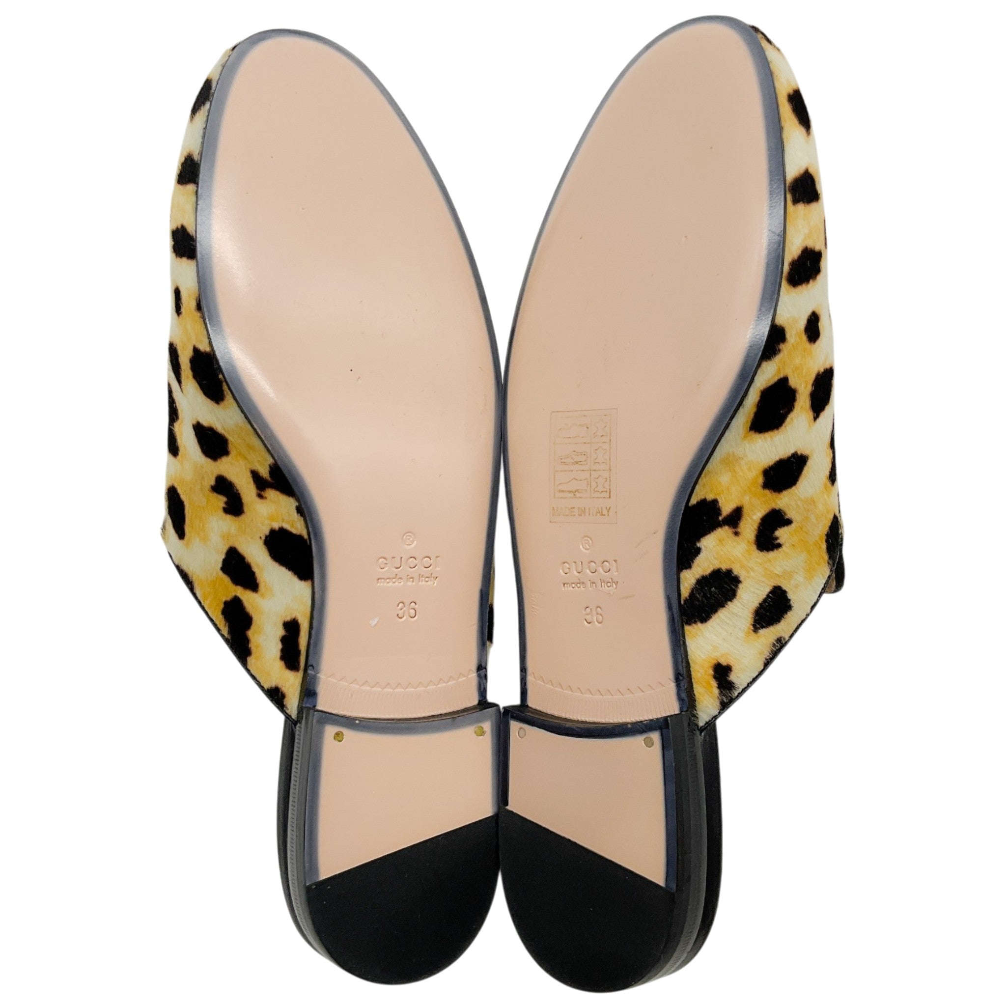 Gucci Leopard Print Calf Hair Princetown Mules