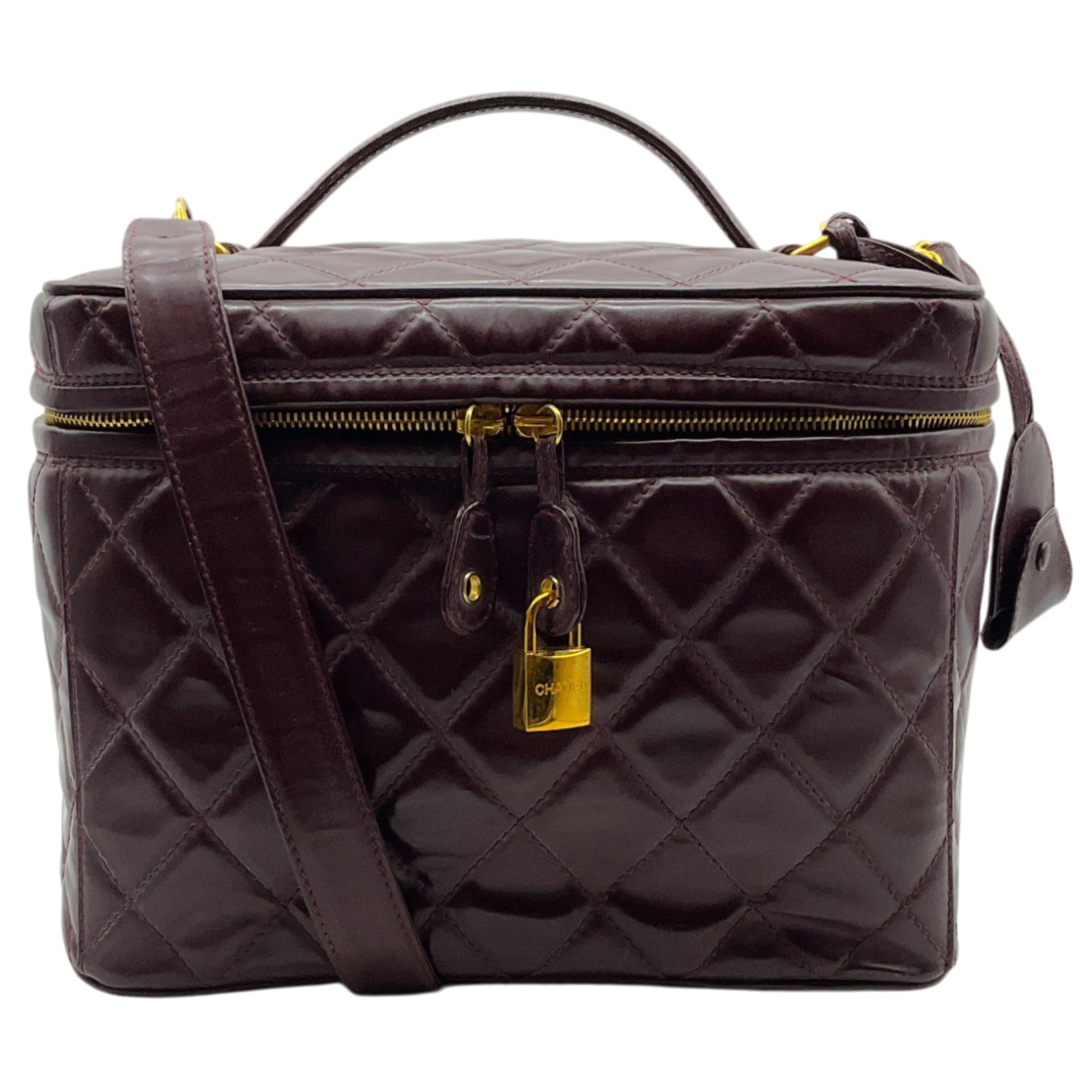 Chanel Burgundy Quilted Leather Vanity Case
