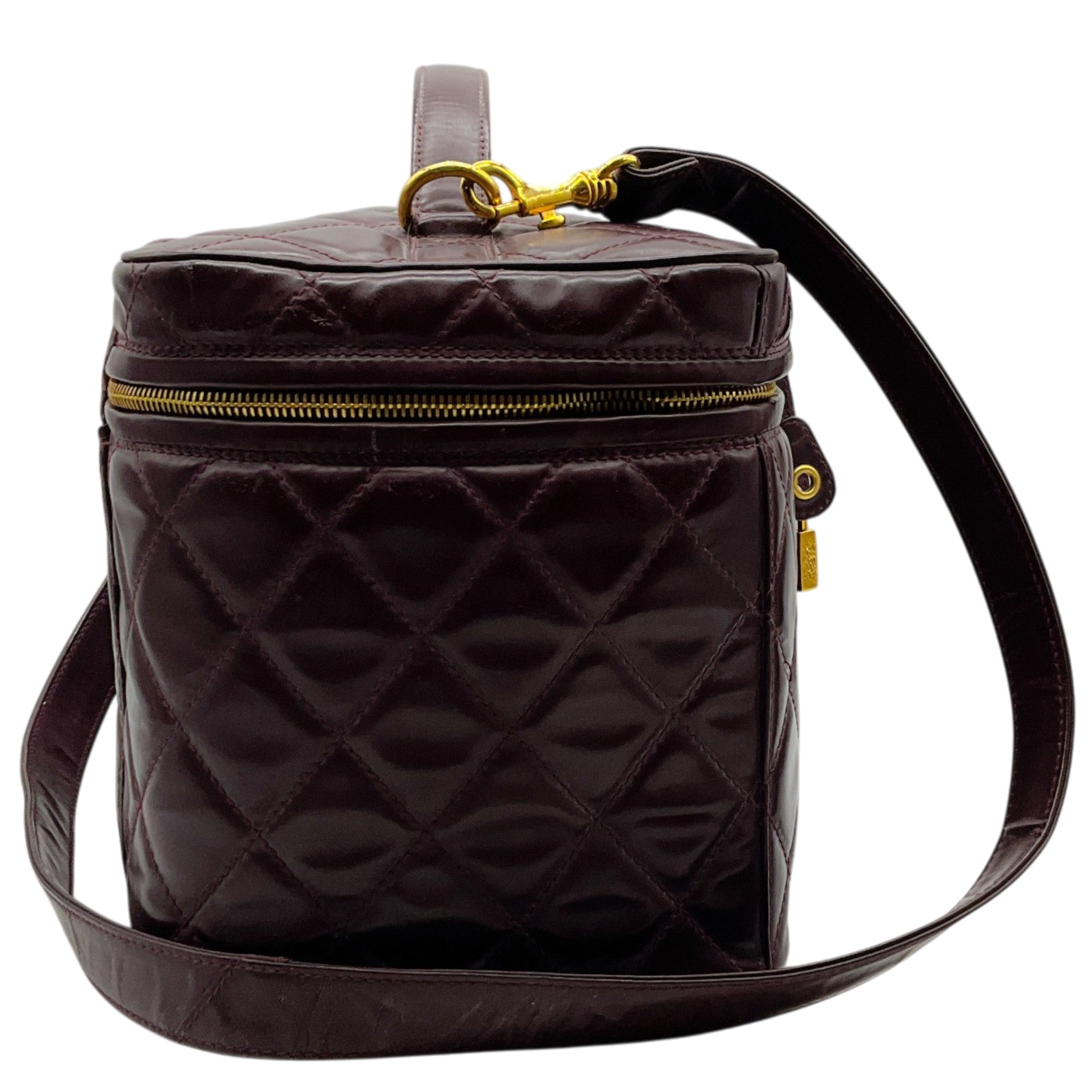 Chanel Burgundy Quilted Leather Vanity Case