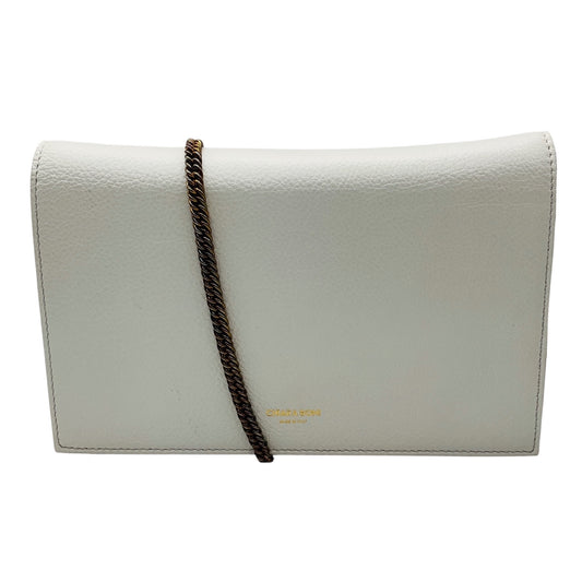 Chiara Boni White Elena Vitello Arno Leather Clutch with Chain Strap
