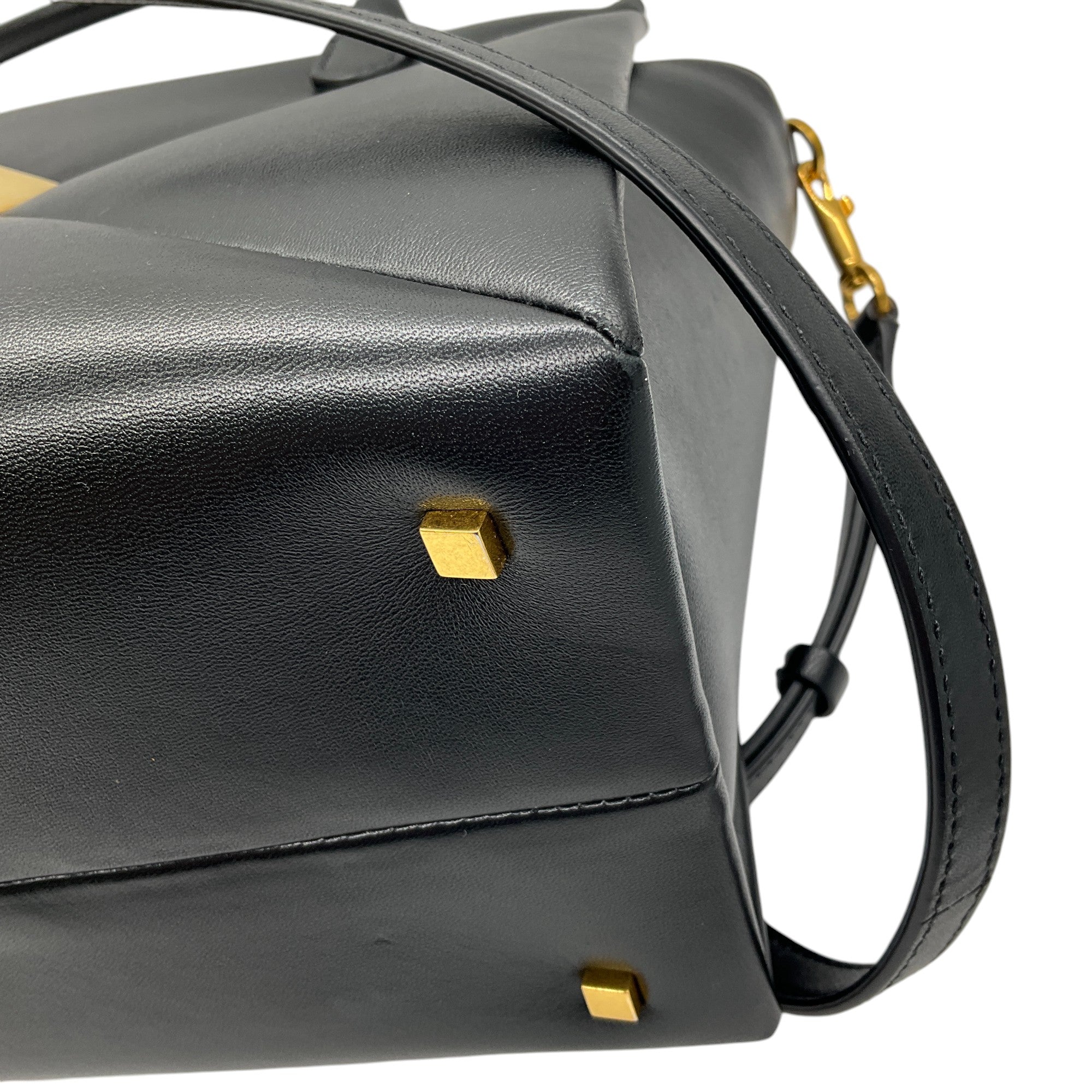 Valentino Black / Gold Medium One Stud Leather Handbag