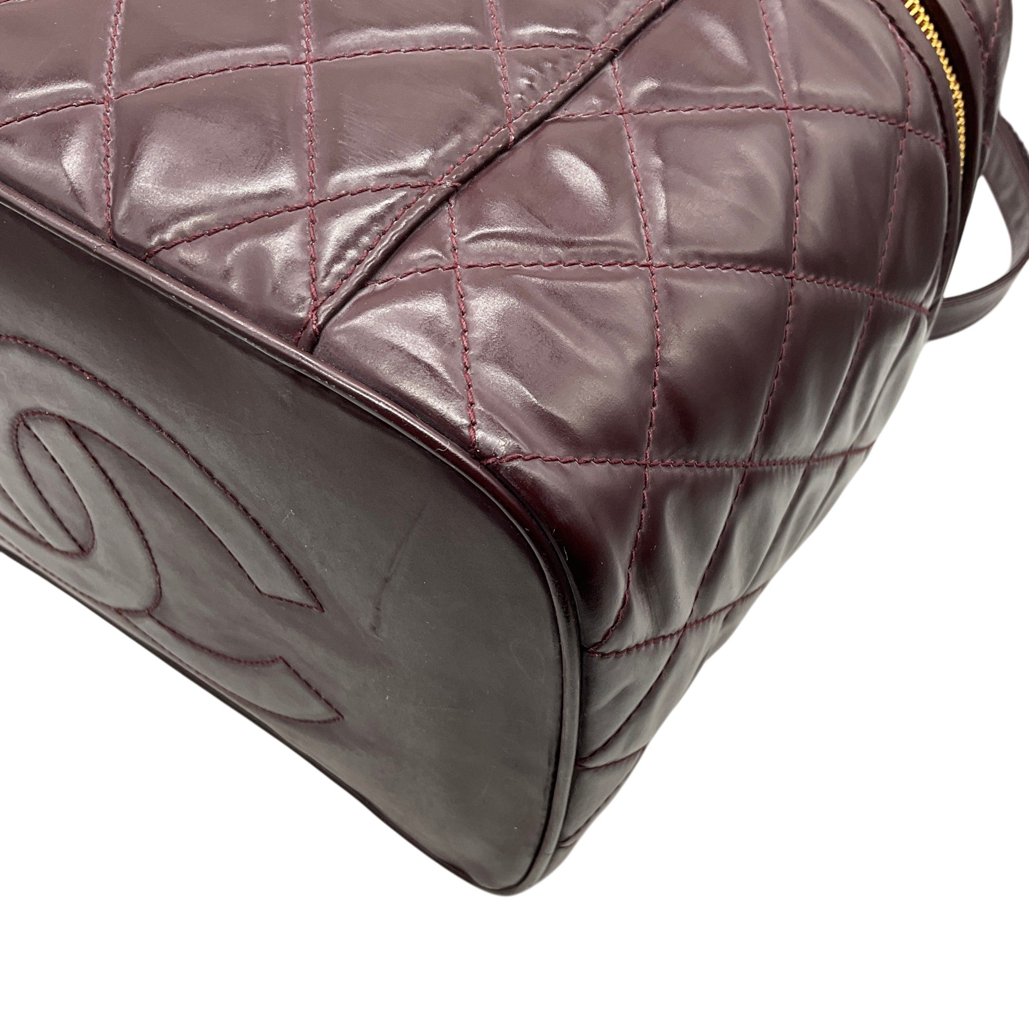 Chanel Burgundy Quilted Leather Vanity Case