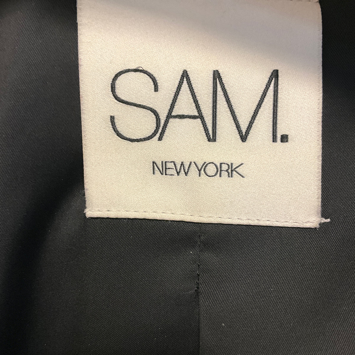 SAM. Light Brown Faux Fur Sherpa Coat with Black Leather Trim