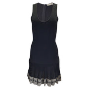 Alaia Vintage Black / Grey Sleeveless Pleated Fitted Knit Dress