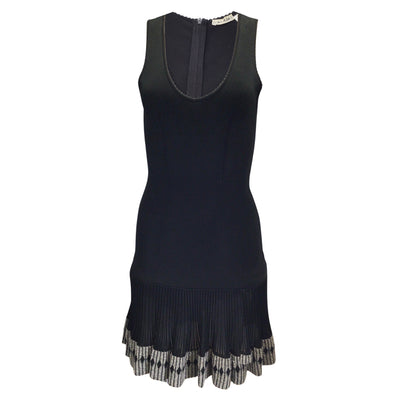 Alaia Vintage Black / Grey Sleeveless Pleated Fitted Knit Dress