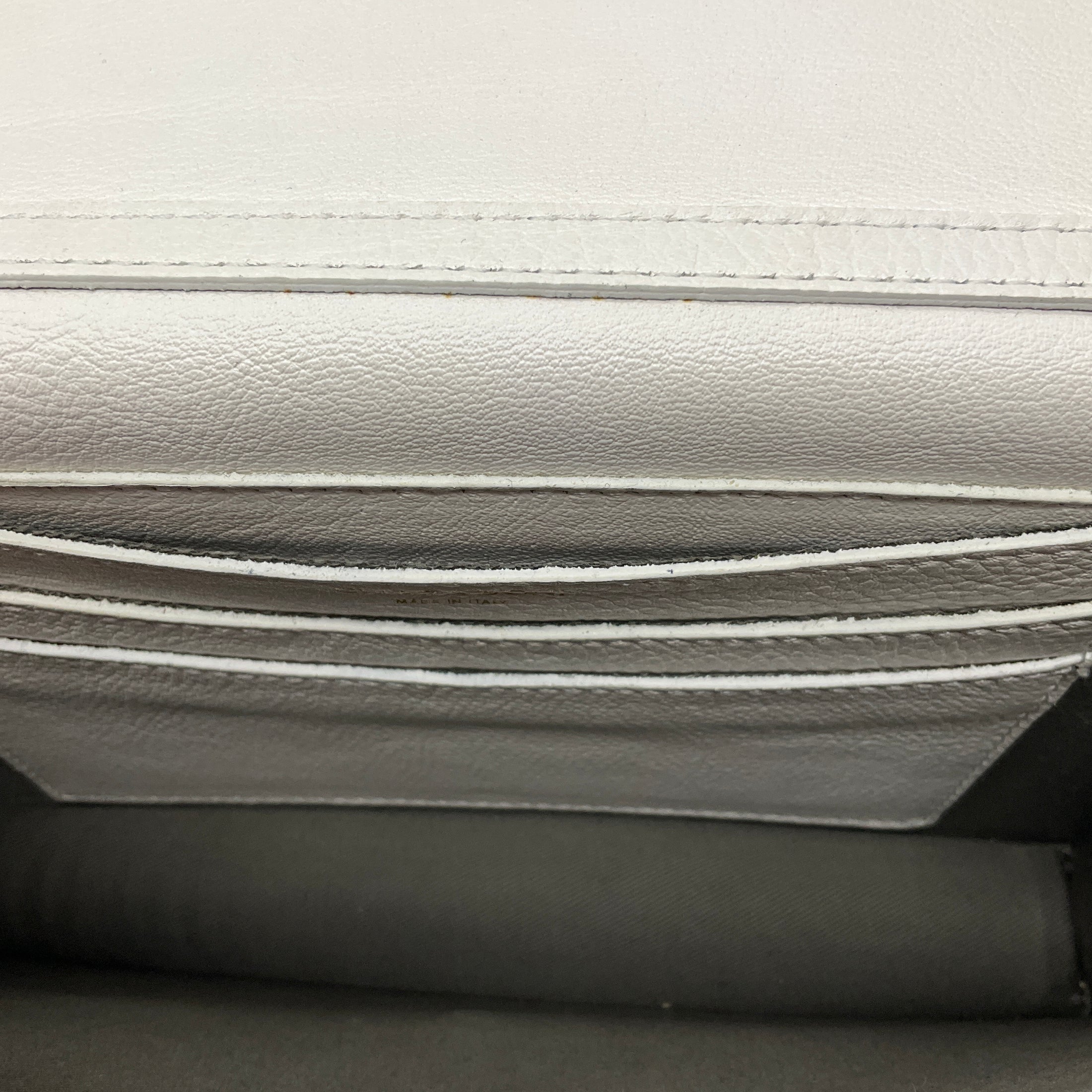 Chiara Boni White Elena Vitello Arno Leather Clutch with Chain Strap