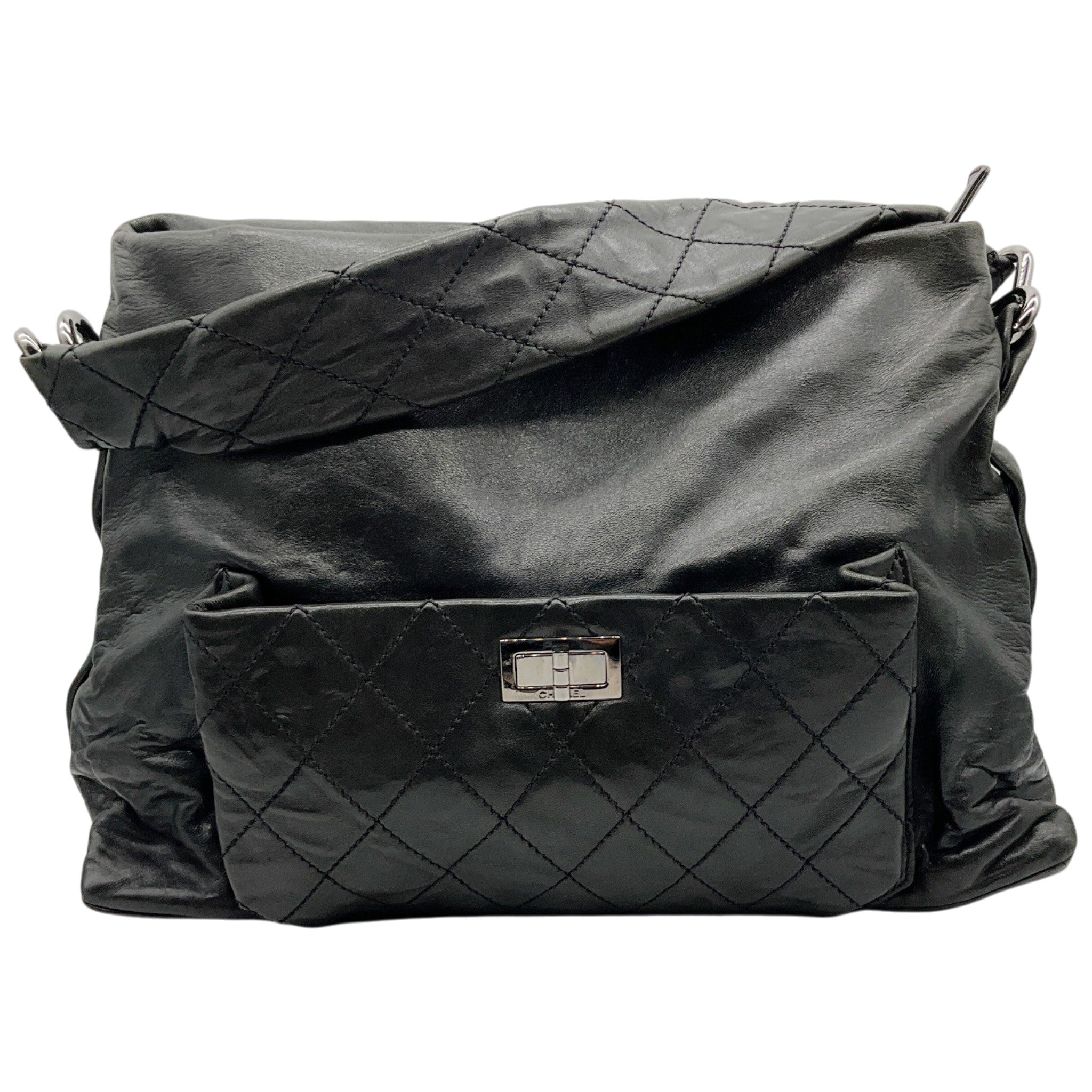 Chanel Black Lambskin Leather 8 Knots Hobo Bag
