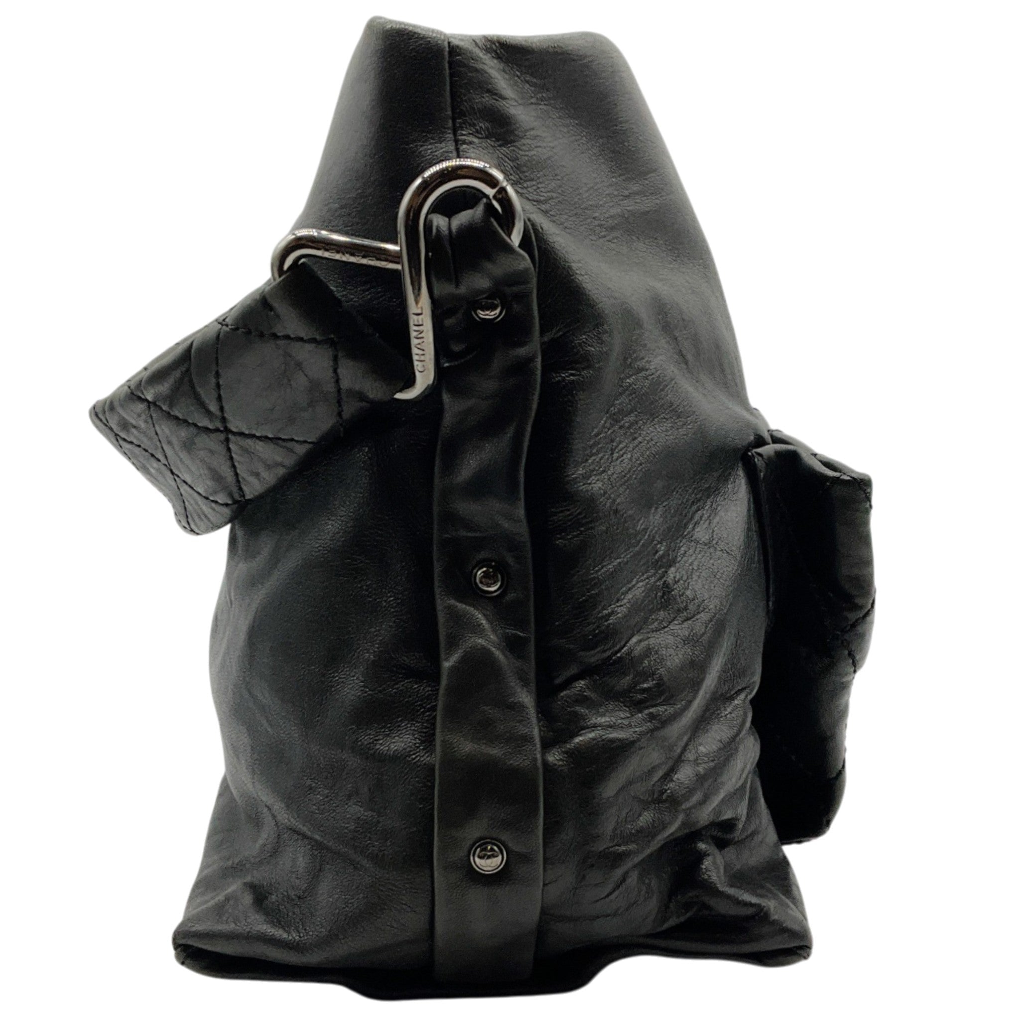 Chanel Black Lambskin Leather 8 Knots Hobo Bag