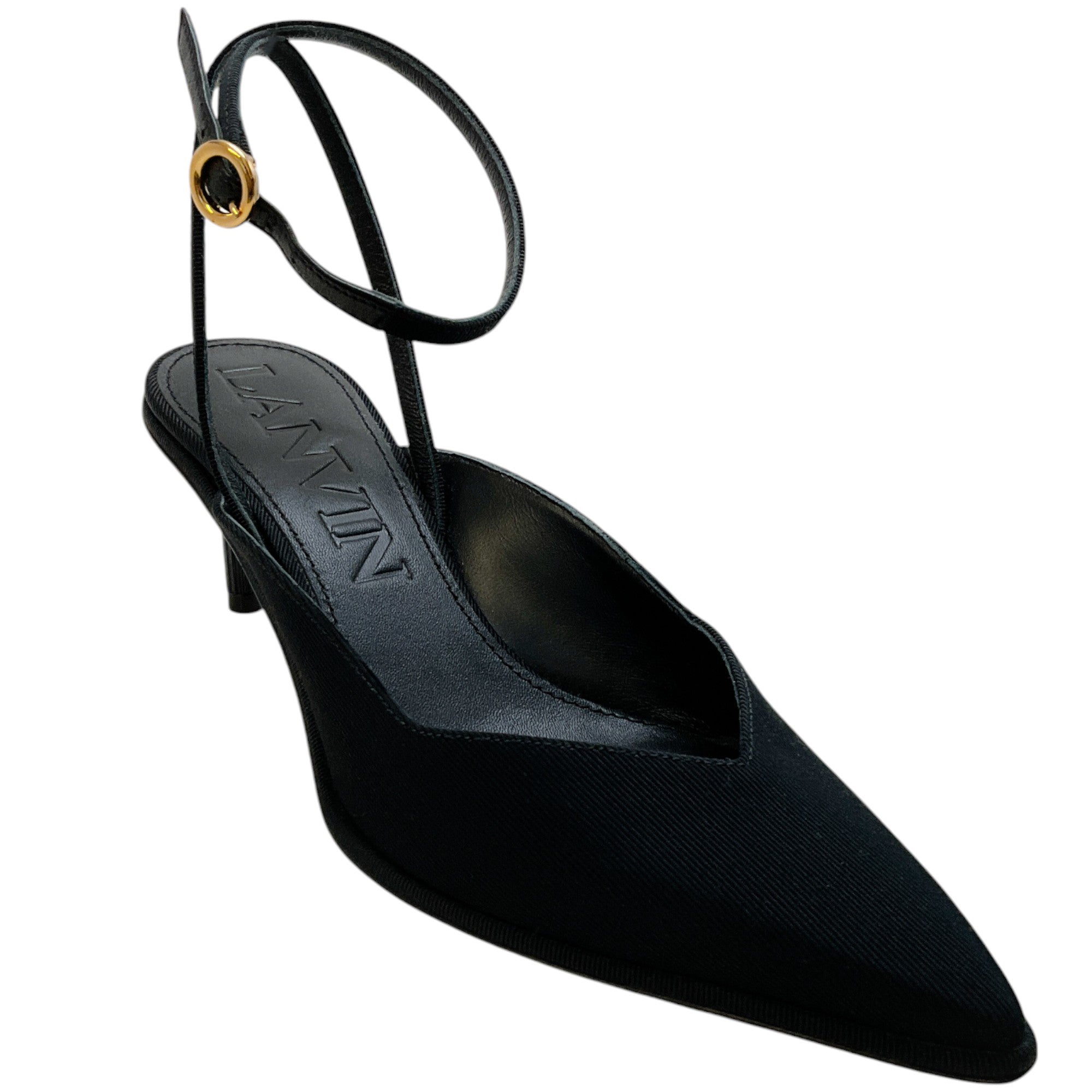 Lanvin Black Grosgrain Ankle Strap Pumps
