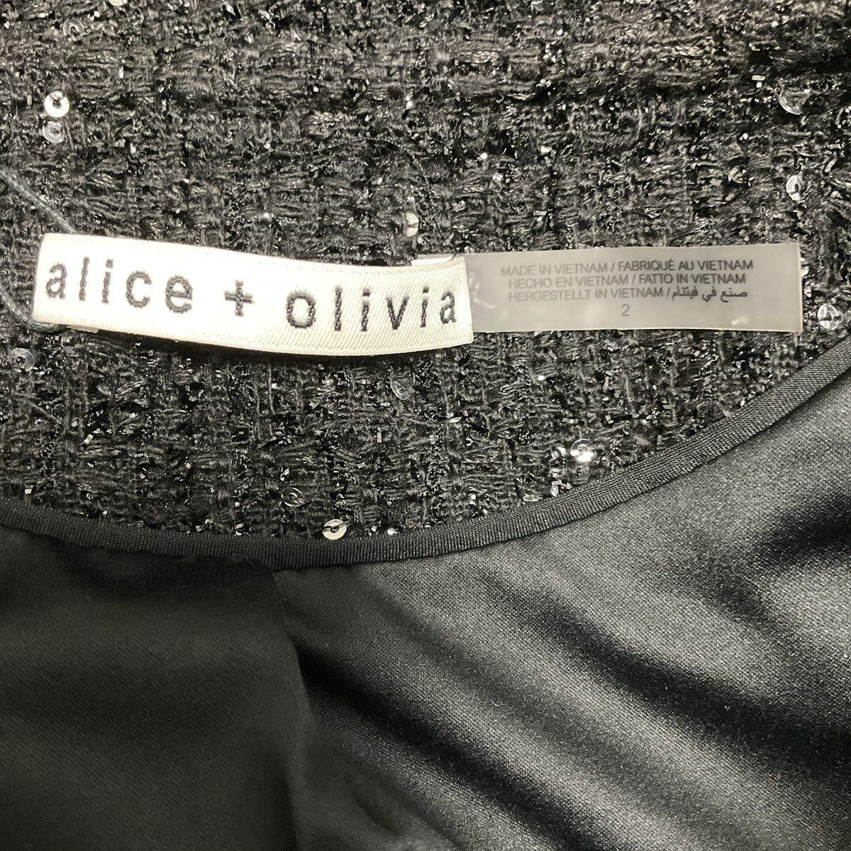 Alice + Olivia Black Dumont Tweed Boxy Jacket