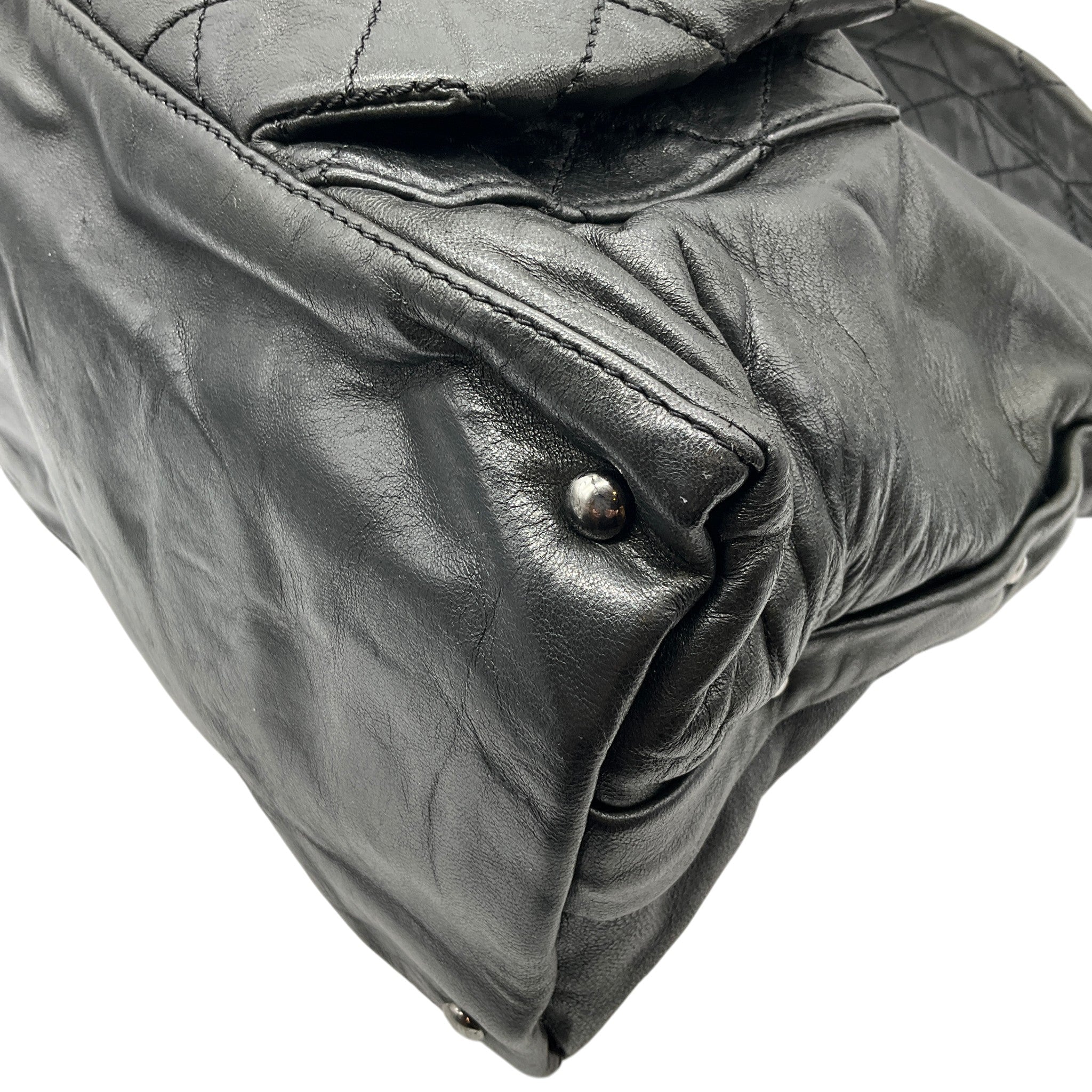 Chanel Black Lambskin Leather 8 Knots Hobo Bag