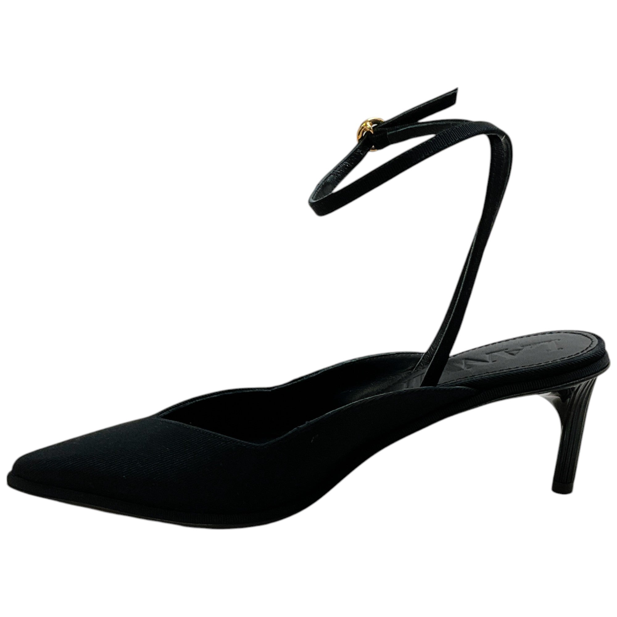 Lanvin Black Grosgrain Ankle Strap Pumps