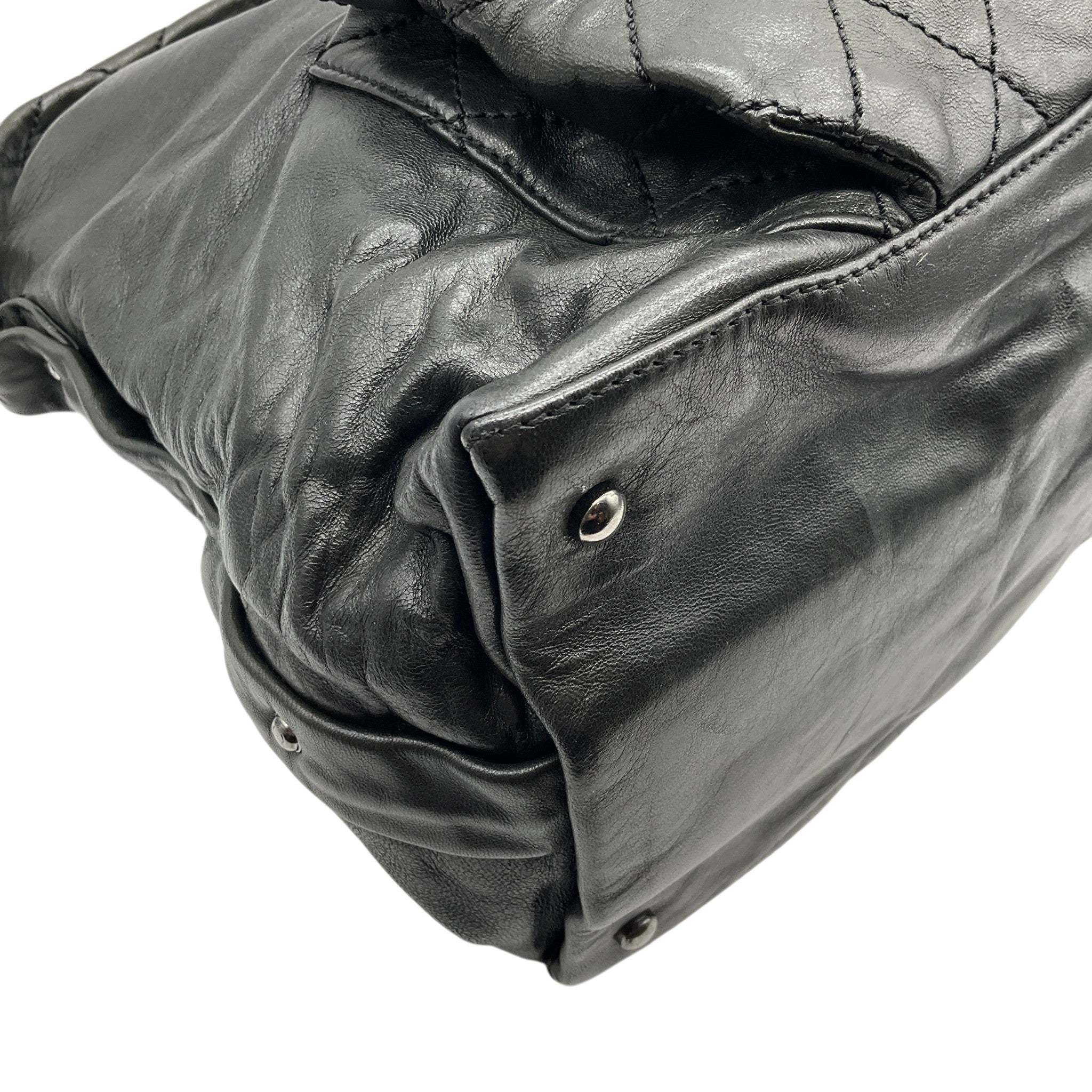 Chanel Black Lambskin Leather 8 Knots Hobo Bag