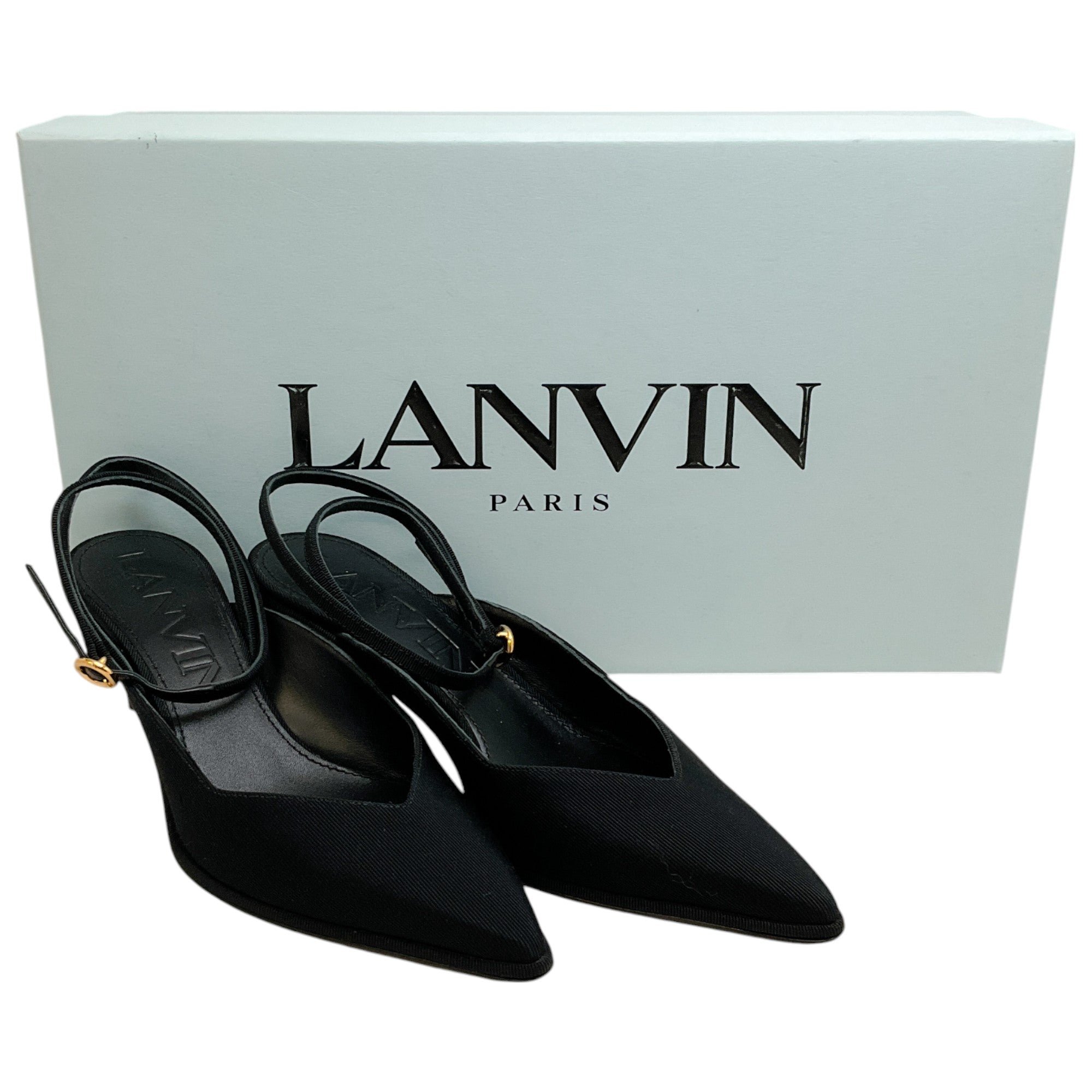 Lanvin Black Grosgrain Ankle Strap Pumps