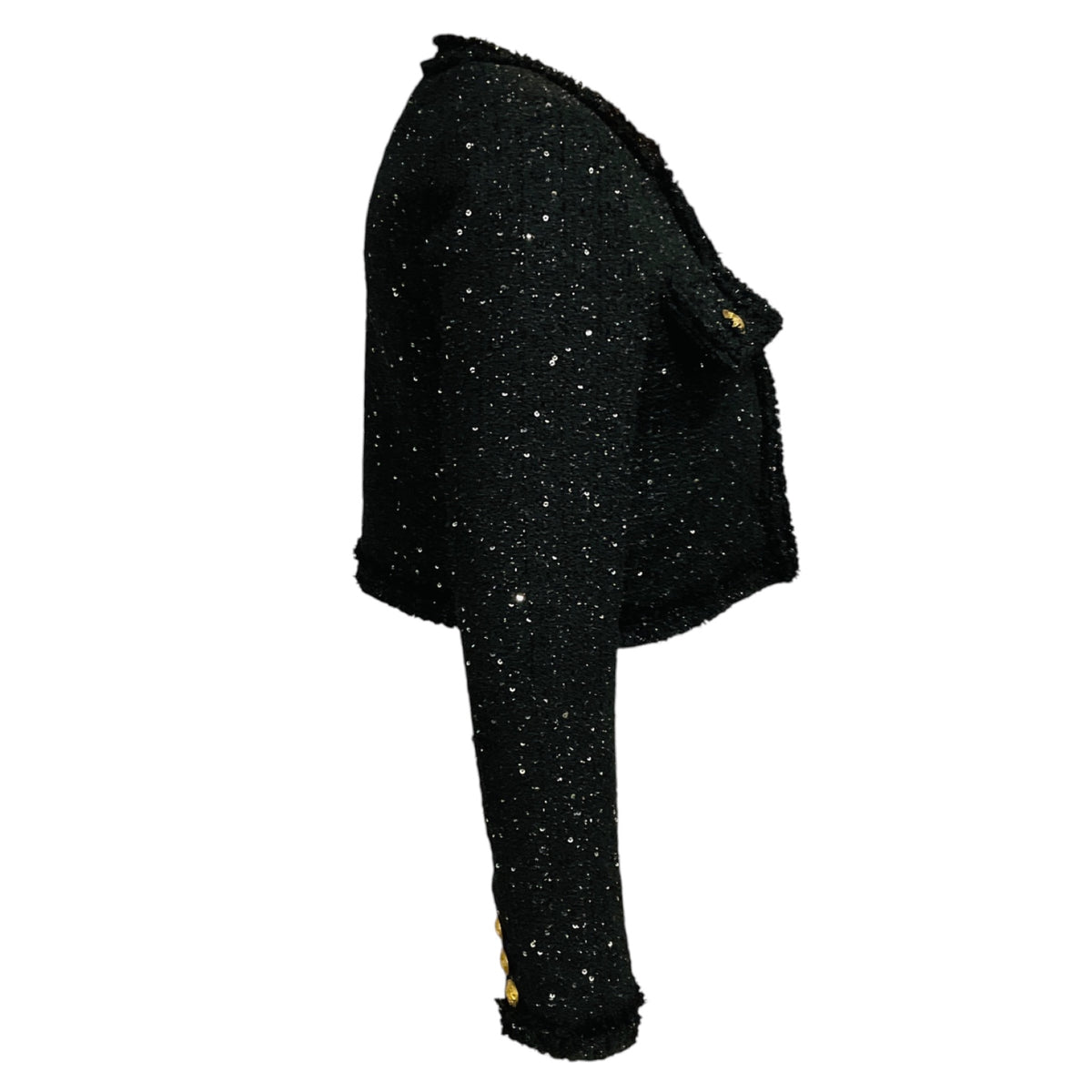 Alice + Olivia Black Dumont Tweed Boxy Jacket