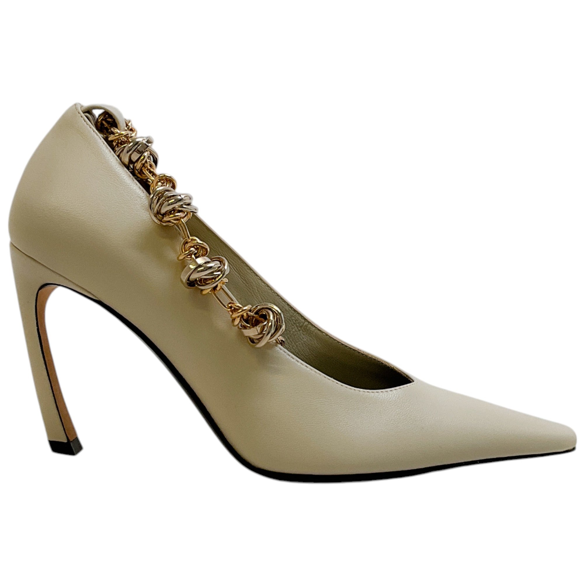 Lanvin Plaster Leather Swing Chain Pumps