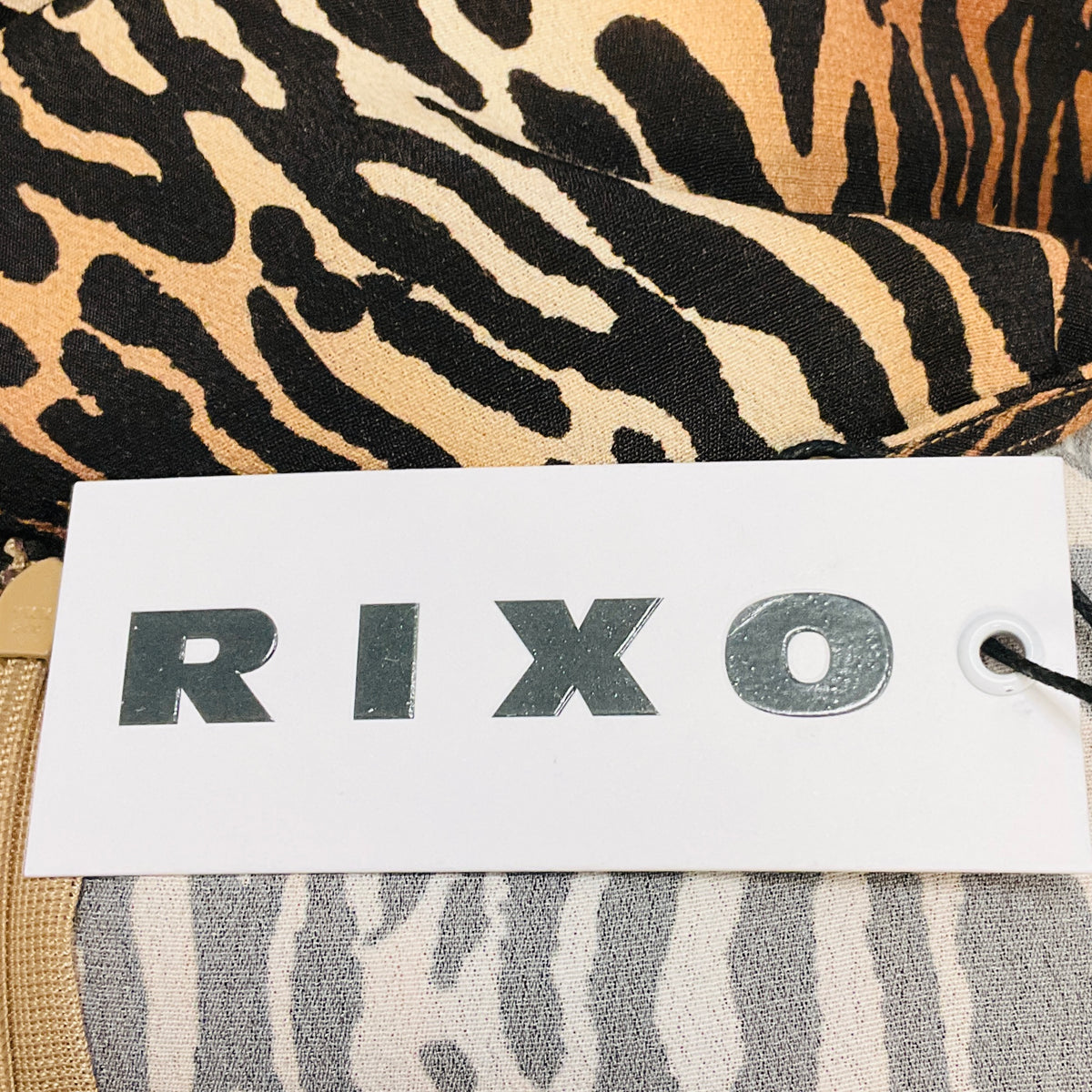 Rixo Tan / Black Karen Leopard Print Crepe Midi Dress