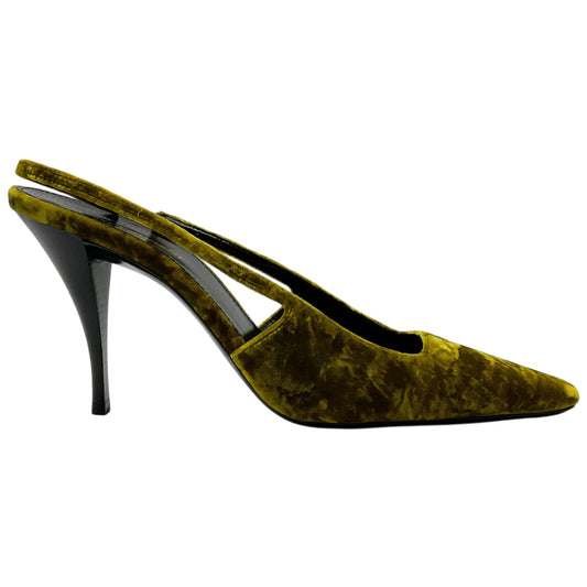 Saint Laurent Chartreuse Crushed Velvet Blade Slingback Pumps