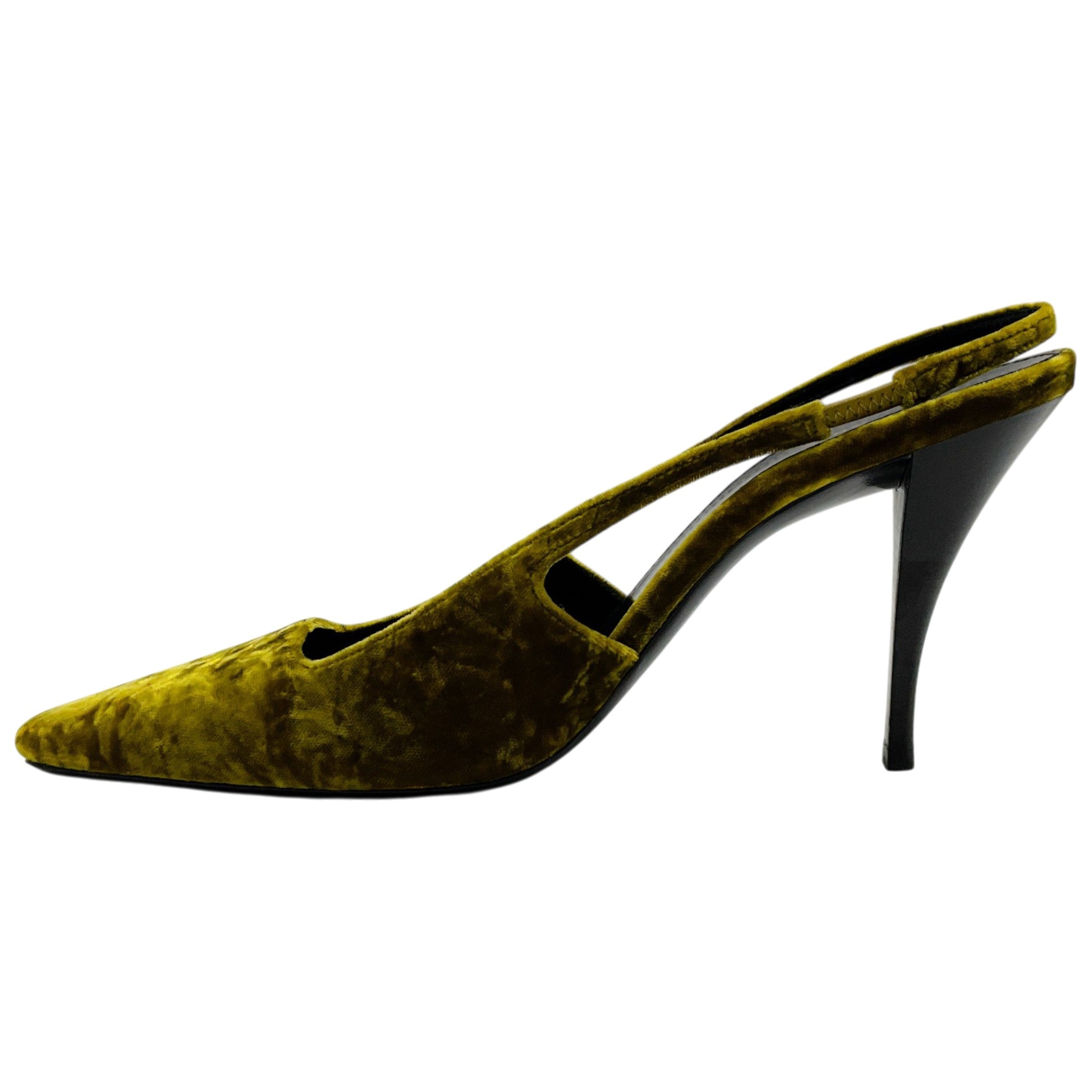 Saint Laurent Chartreuse Crushed Velvet Blade Slingback Pumps