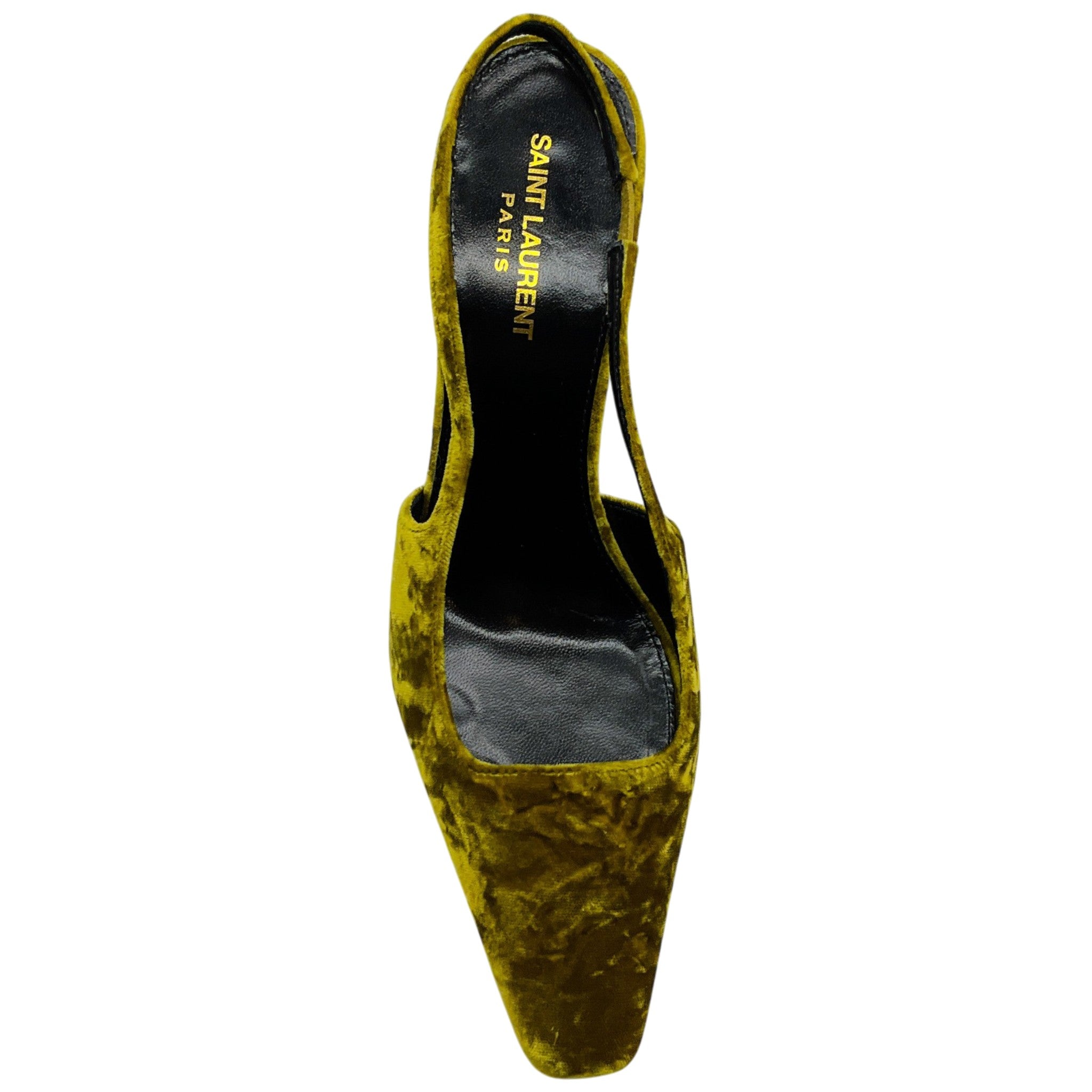 Saint Laurent Chartreuse Crushed Velvet Blade Slingback Pumps
