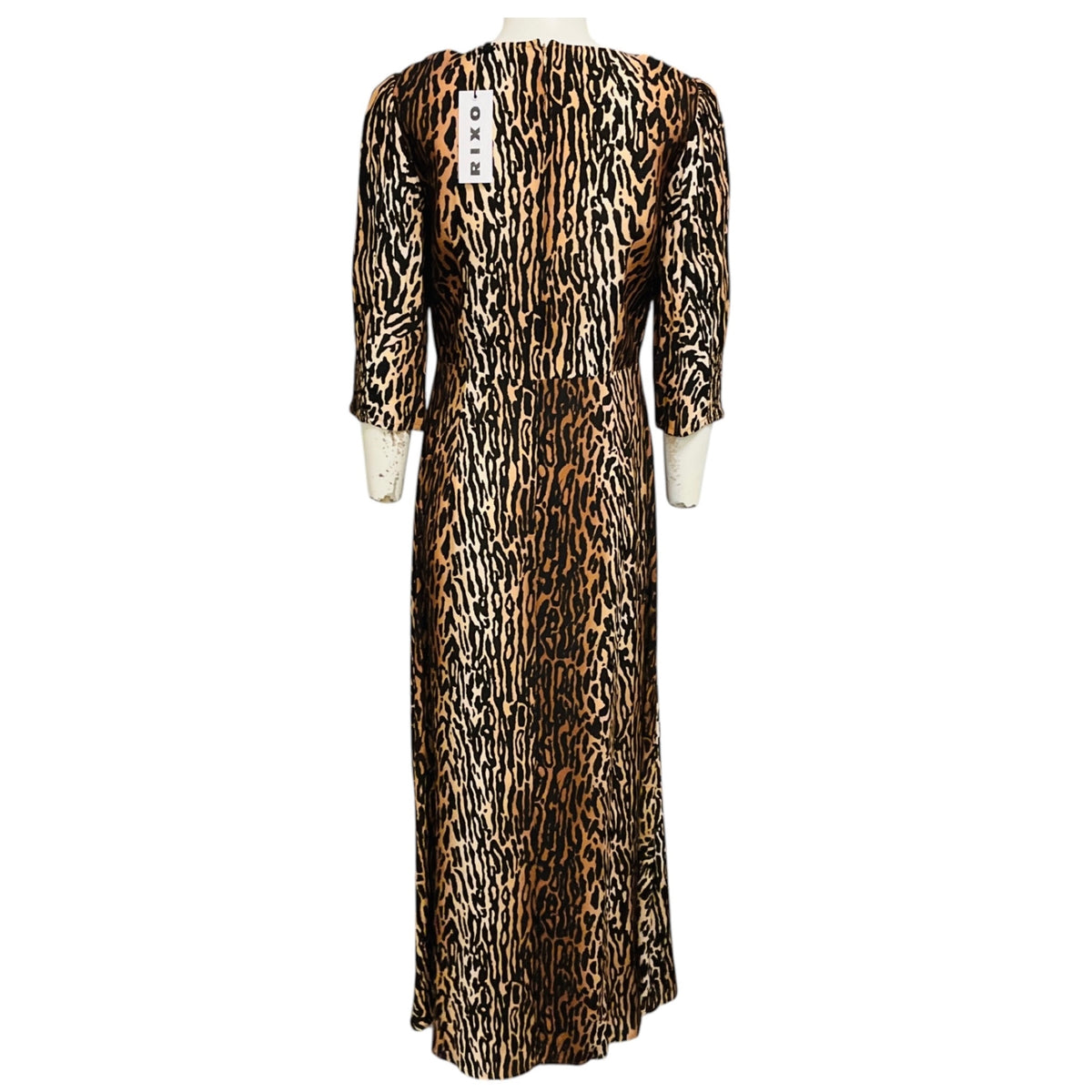 Rixo Tan / Black Karen Leopard Print Crepe Midi Dress