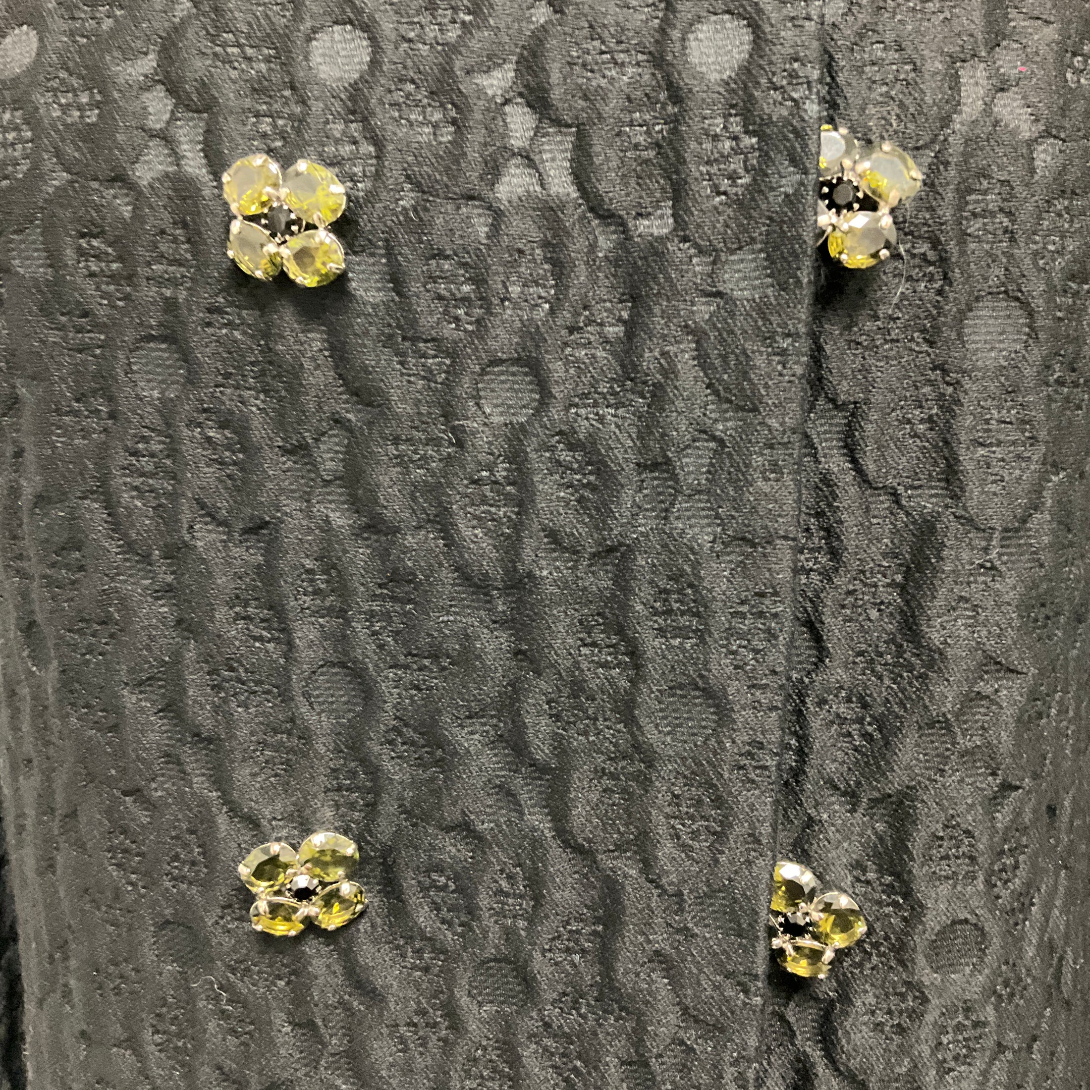 Dolce & Gabbana Black Double Breasted Brocade Coat with Jewel Buttons