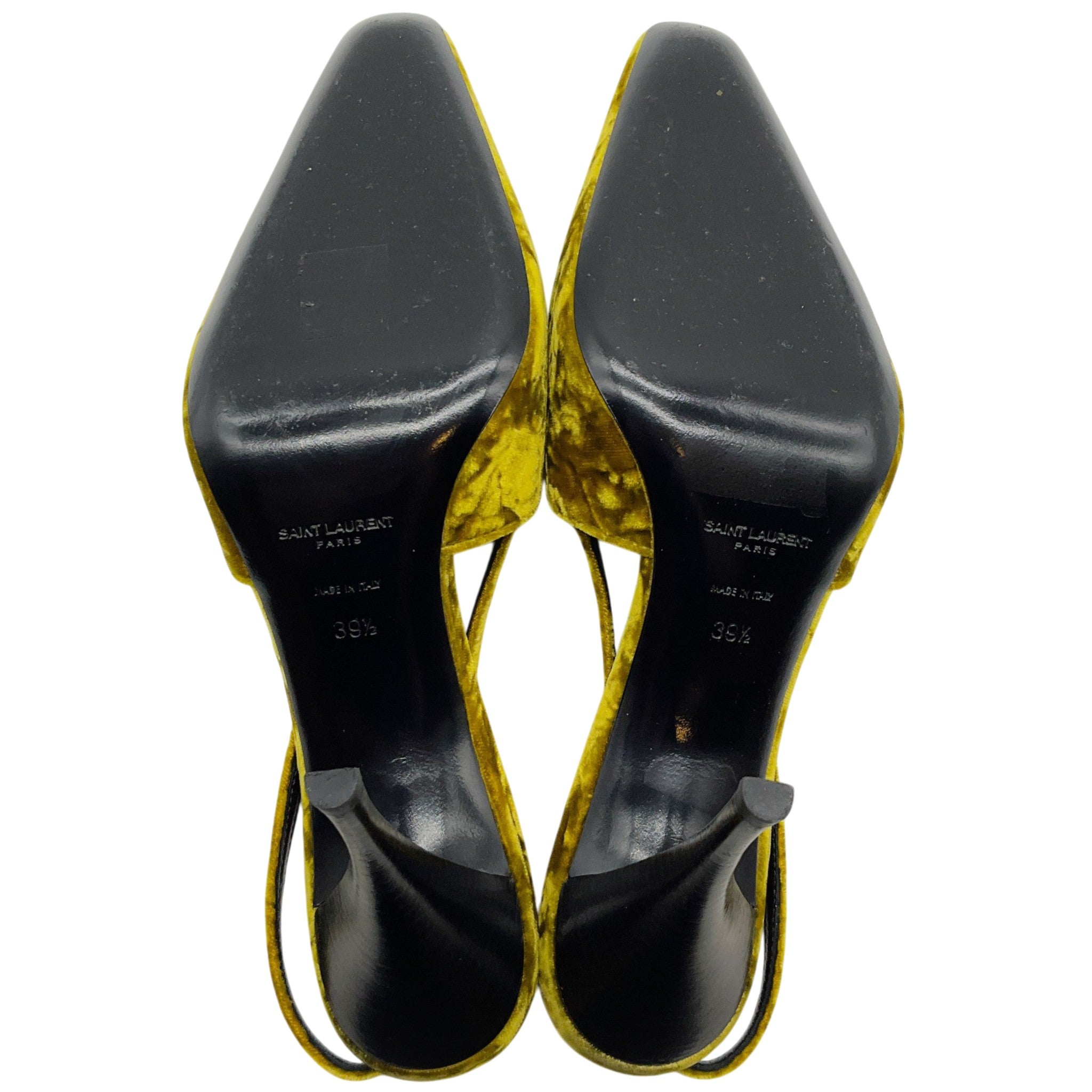 Saint Laurent Chartreuse Crushed Velvet Blade Slingback Pumps