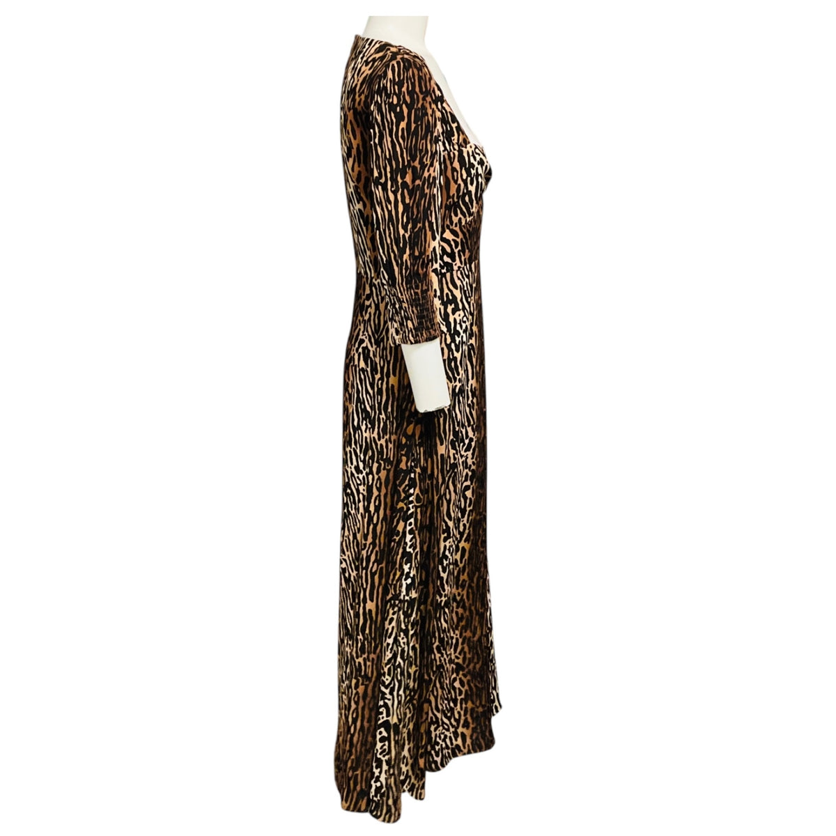 Rixo Tan / Black Karen Leopard Print Crepe Midi Dress