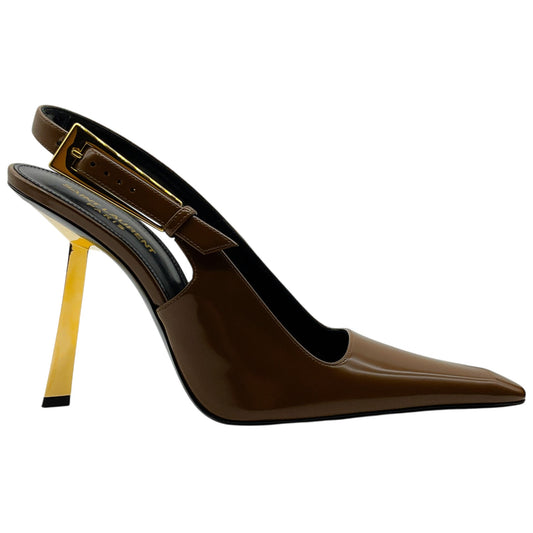 Saint Laurent Vernice Gloss Dune 110 Slingback Pumps