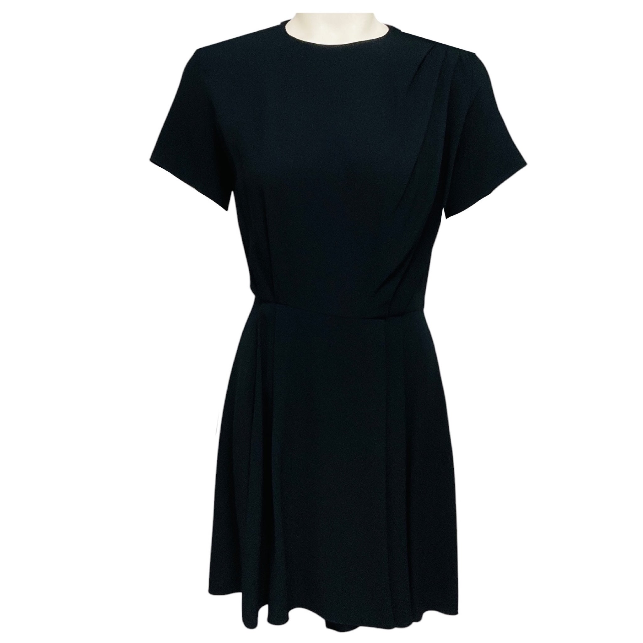 Proenza Schouler Black Short Sleeved Crepe and Satin Mini Dress