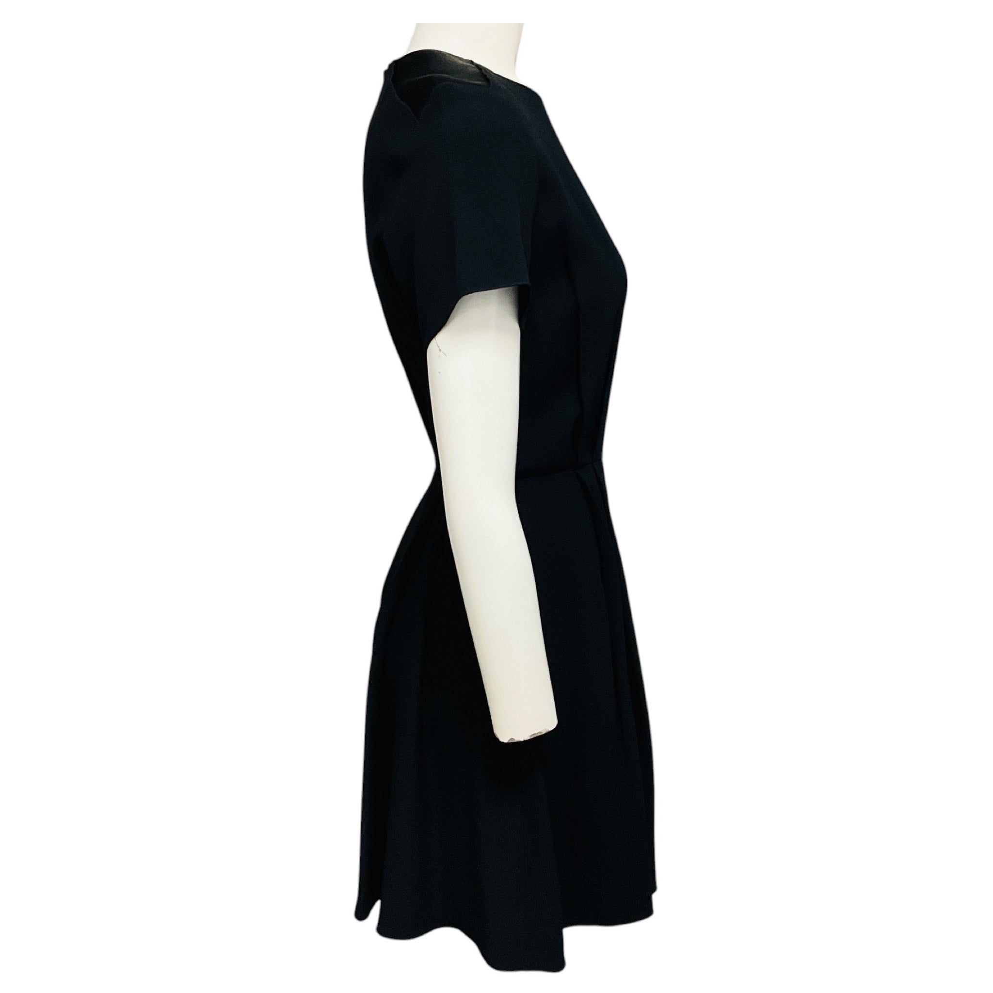 Proenza Schouler Black Short Sleeved Crepe and Satin Mini Dress