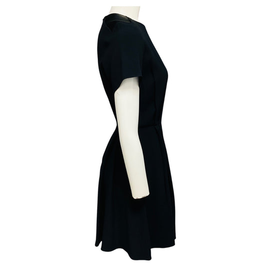 Proenza Schouler Black Short Sleeved Crepe and Satin Mini Dress