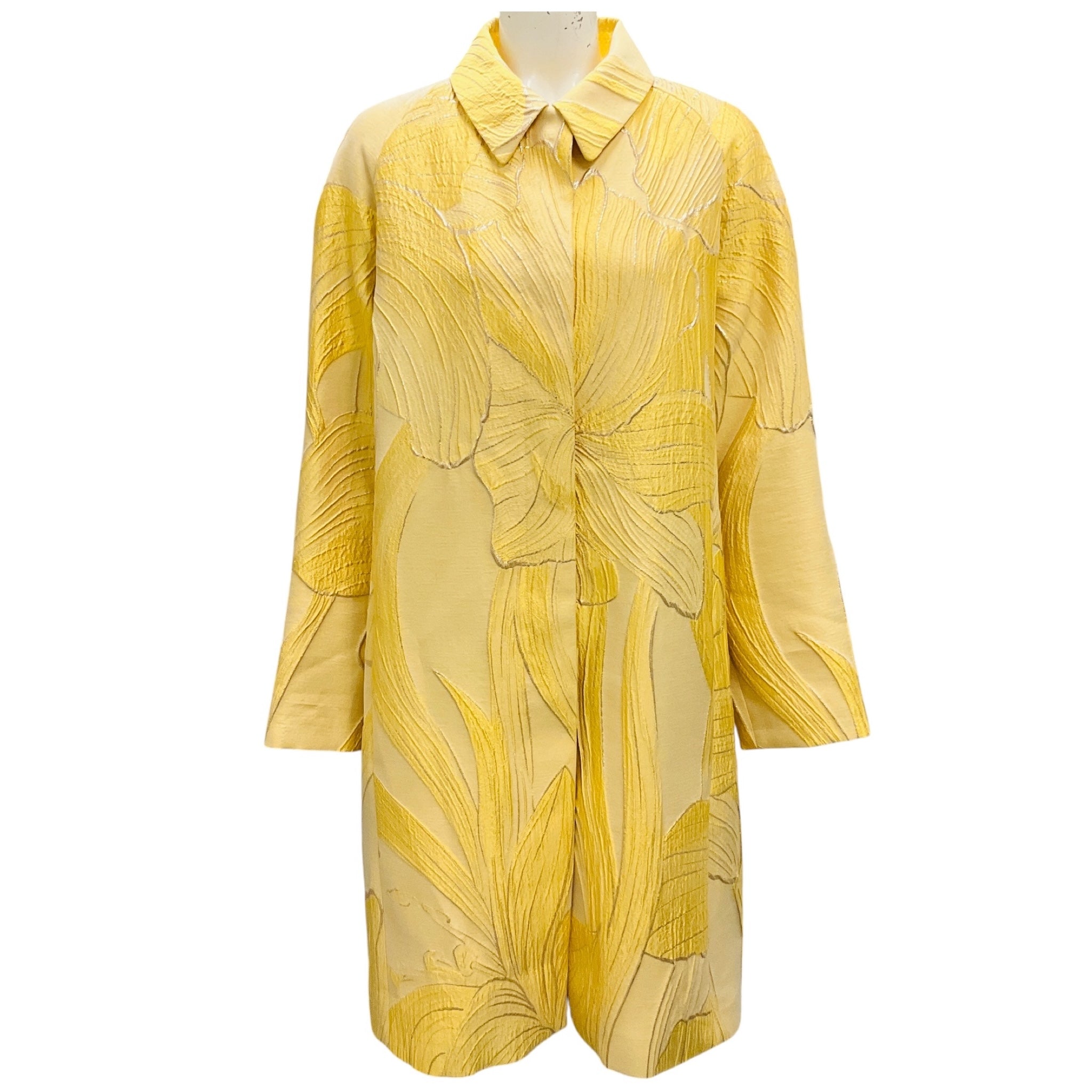 Talbot Runhof Yellow Metallic Jacquard Coat