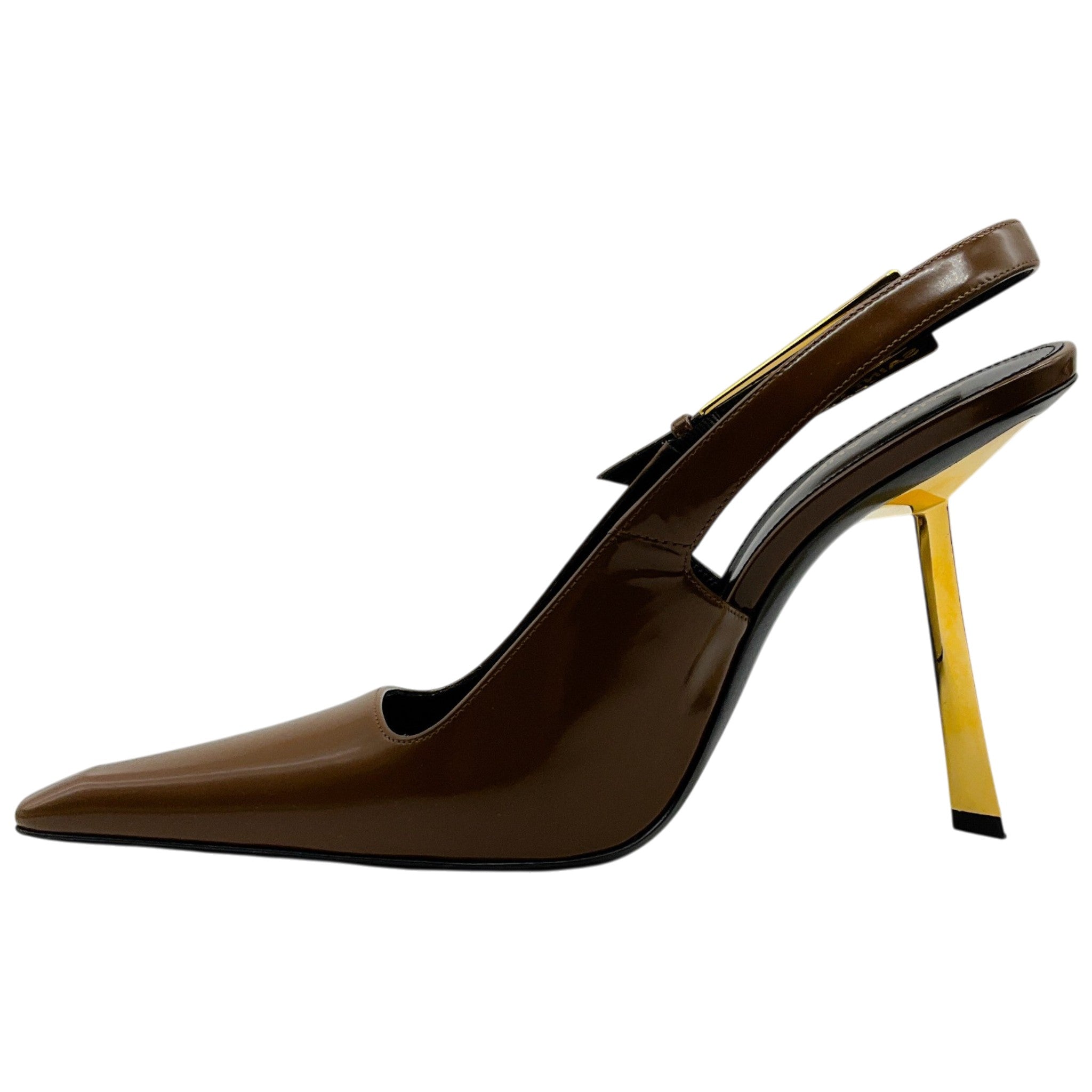 Saint Laurent Vernice Gloss Dune 110 Slingback Pumps