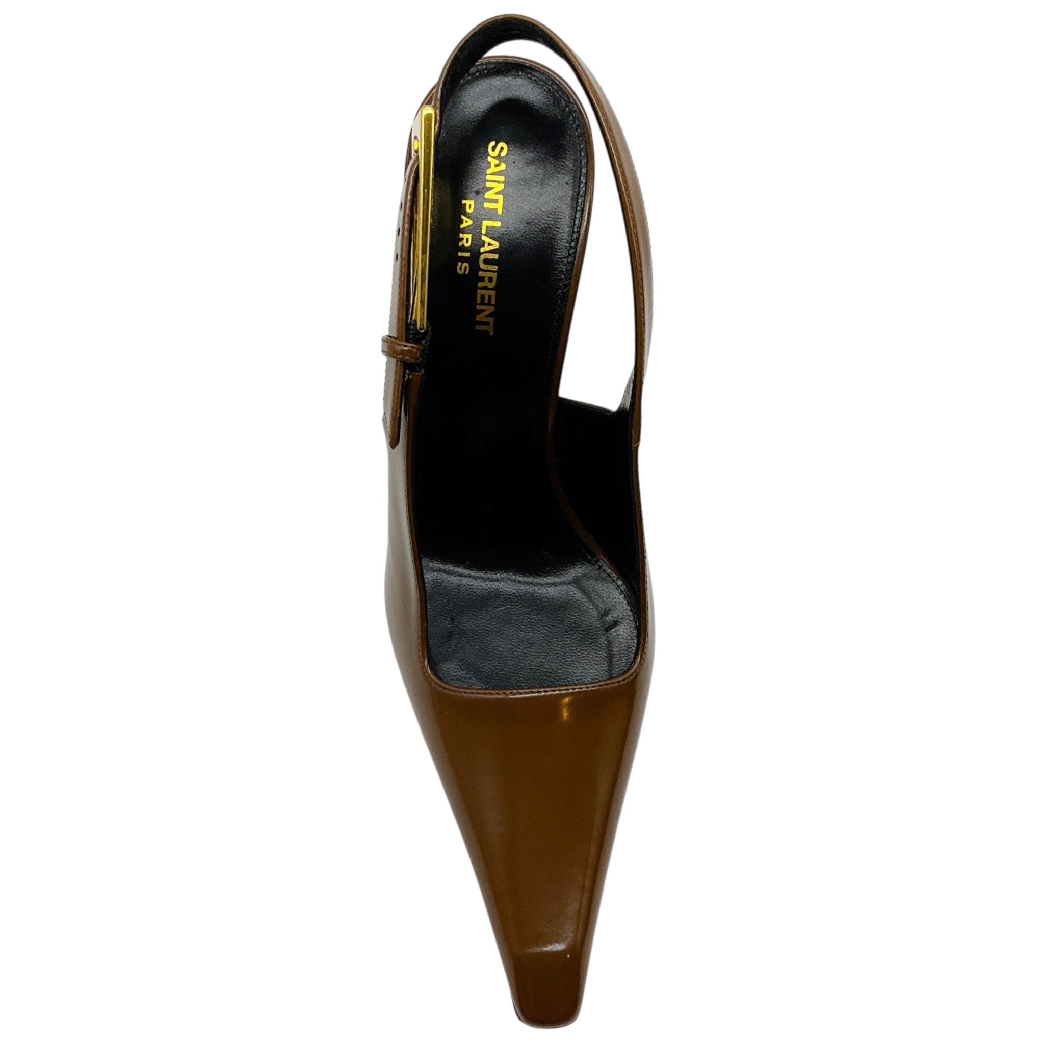 Saint Laurent Vernice Gloss Dune 110 Slingback Pumps